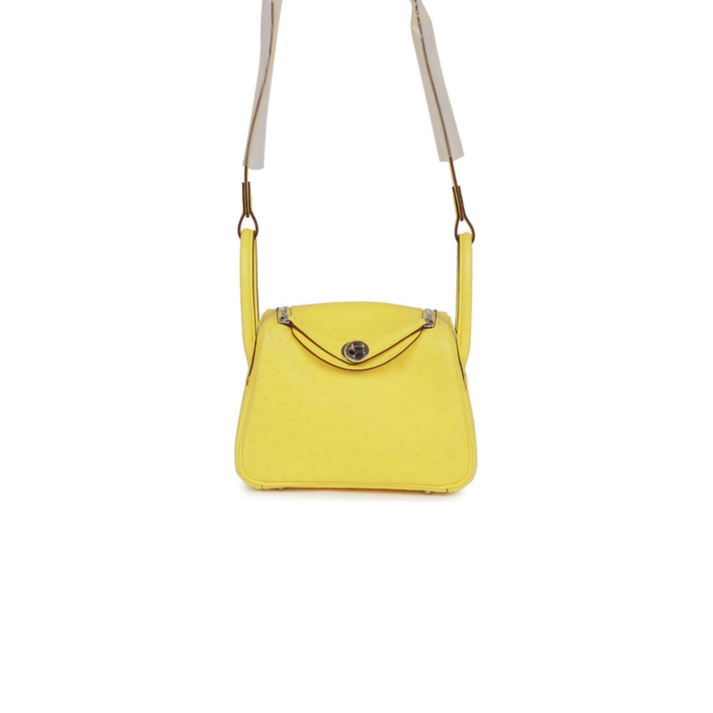 H**mes mini lindy jaune citron ostrich palladium hardware (19*12.5*9)