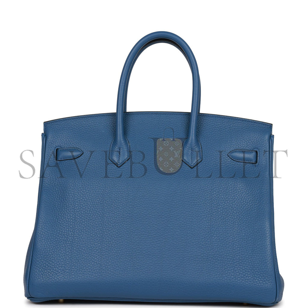 H**mes birkin 35 bleu agate togo gold hardware (35cm)