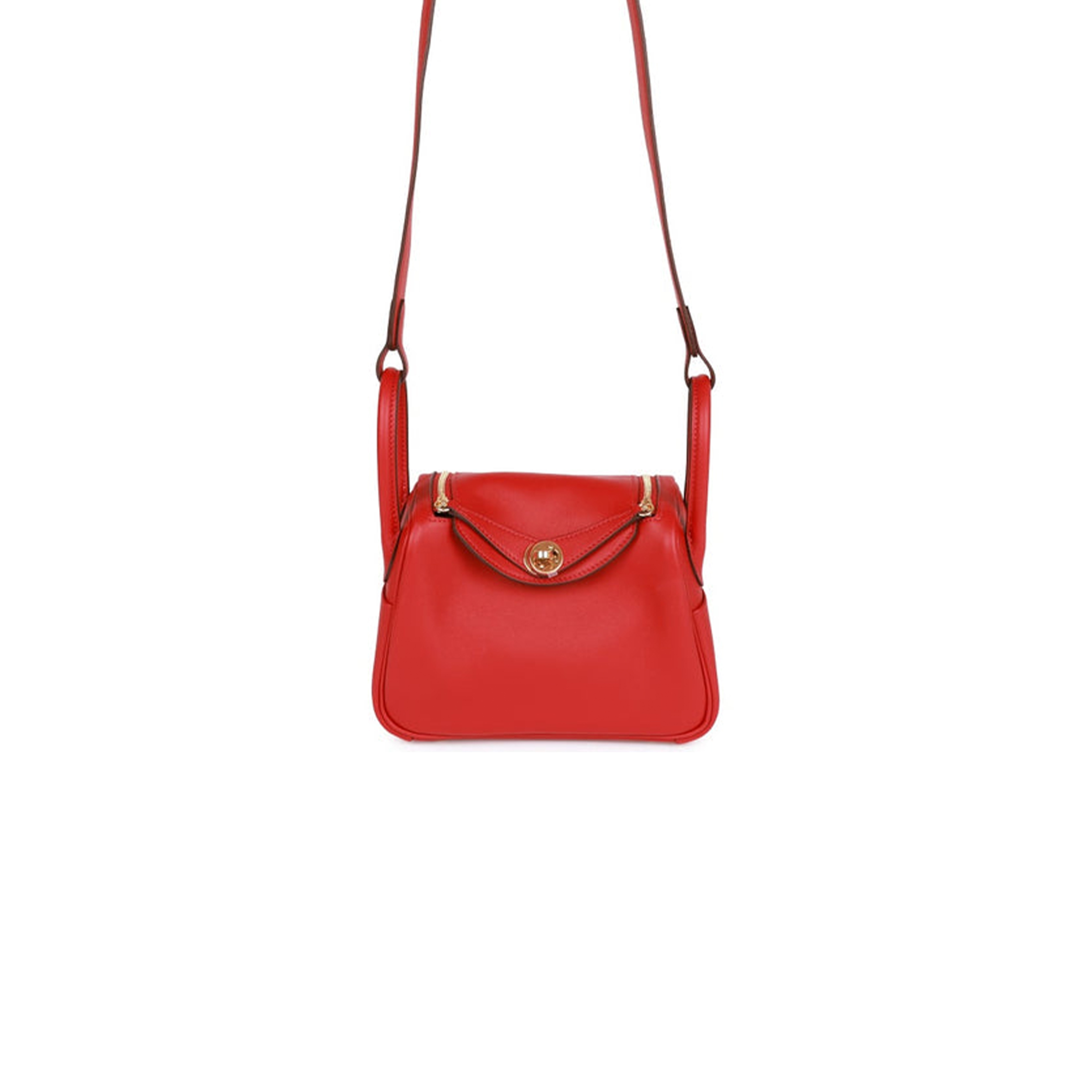 H**mes mini lindy rouge piment swift gold hardware (19*12.5*9)