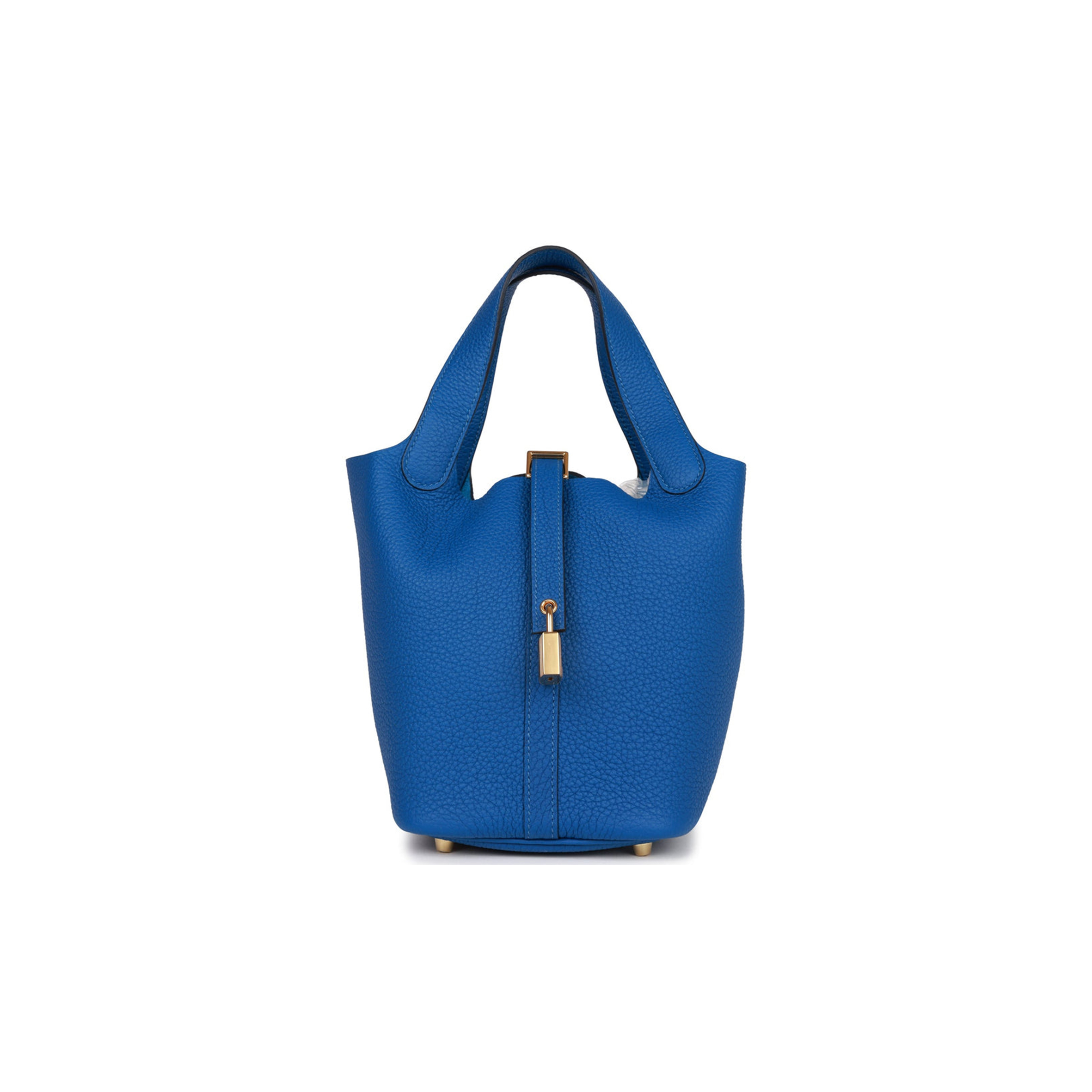 H**mes picotin lock 18 bleu france clemence gold hardware (18*13*18cm)