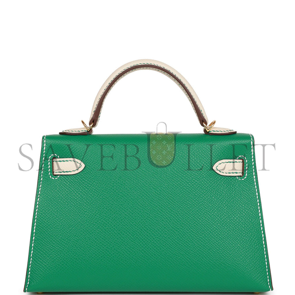 H**mes special order (hss) kelly mini sellier 20 vert jade and craie epsom gold hardware (19*12*5.5cm)