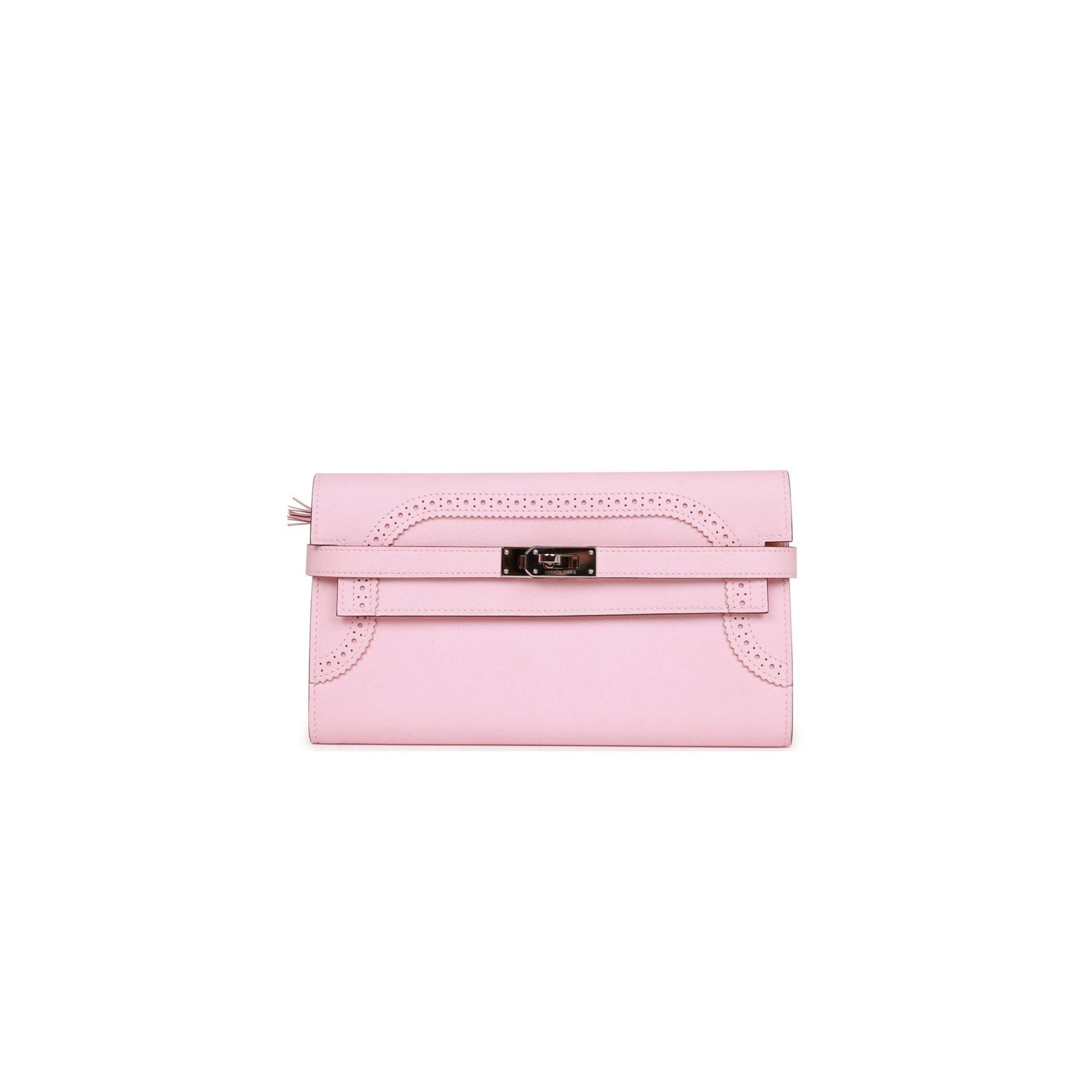 H**mes ghillies kelly wallet rose sakura swift palladium hardware (20cm)