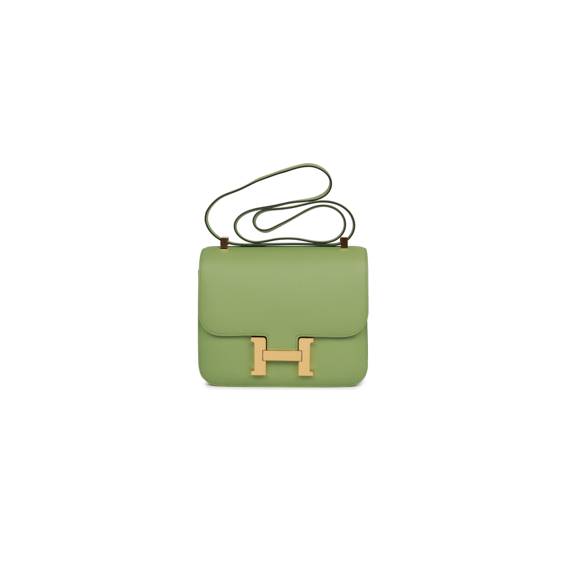 H**mes constance 24 vert criquet epsom gold hardware (24cm)