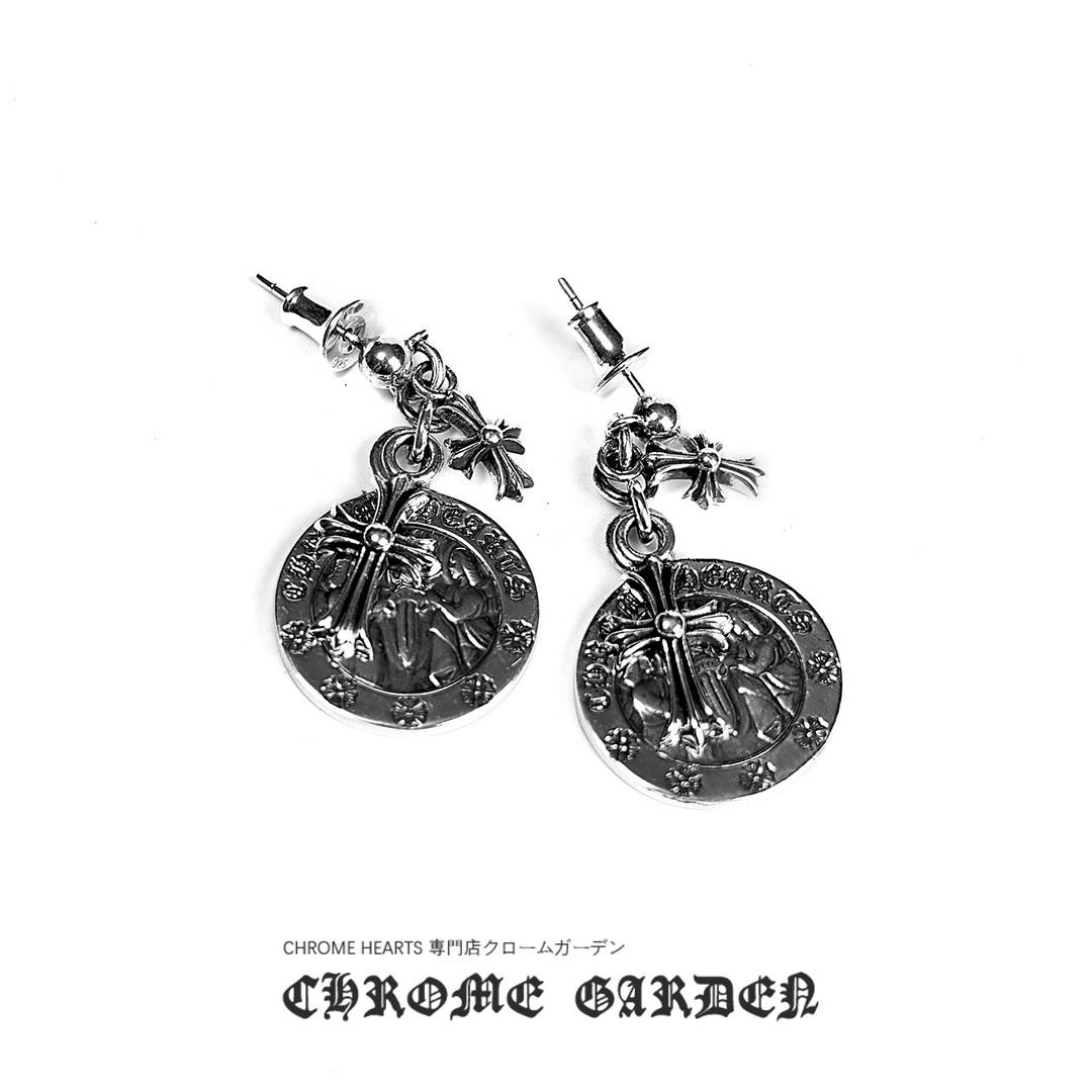Ch**me He**ts cross angel medallion earring
