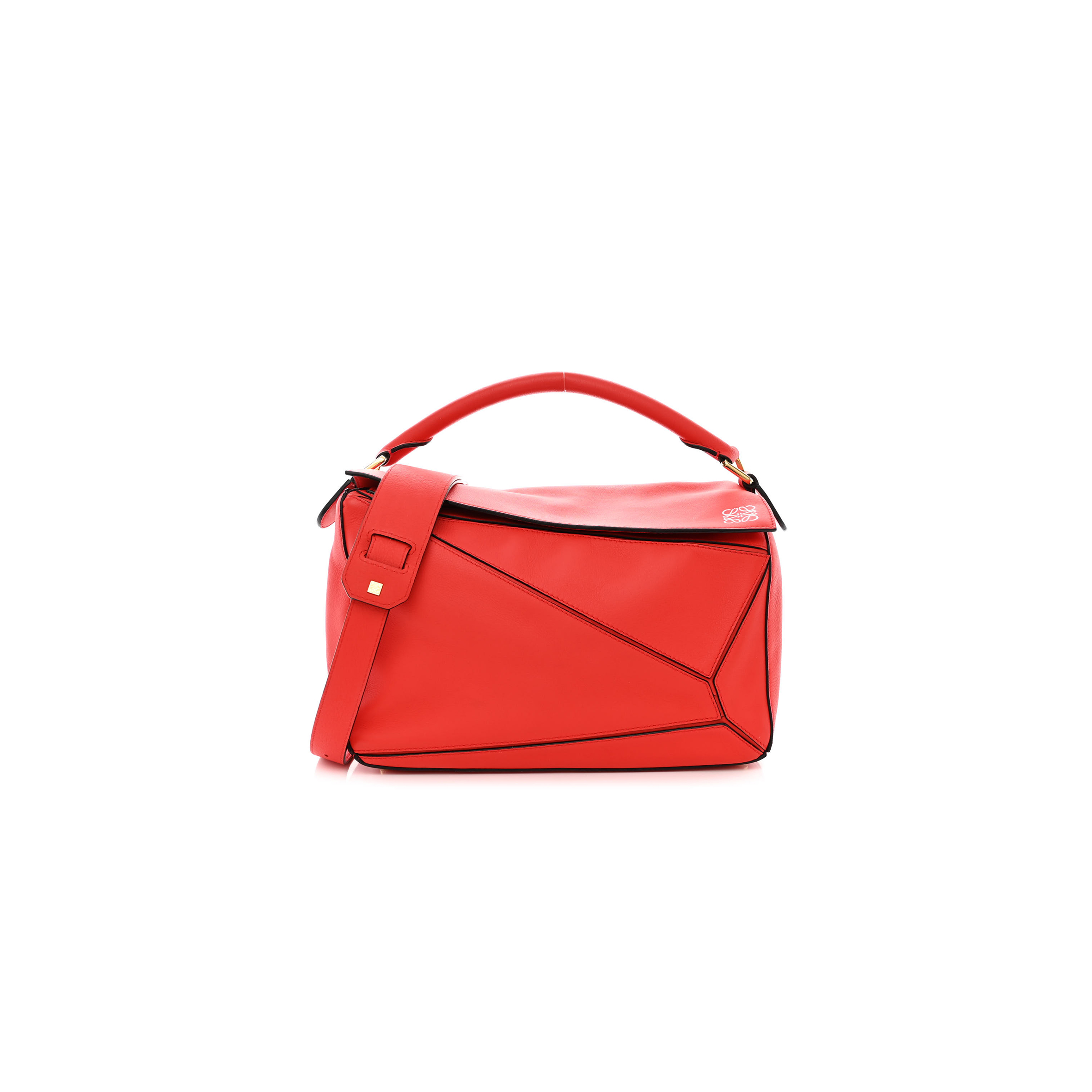 l*ew* calfskin medium puzzle bag scarlet (28*18*12cm)