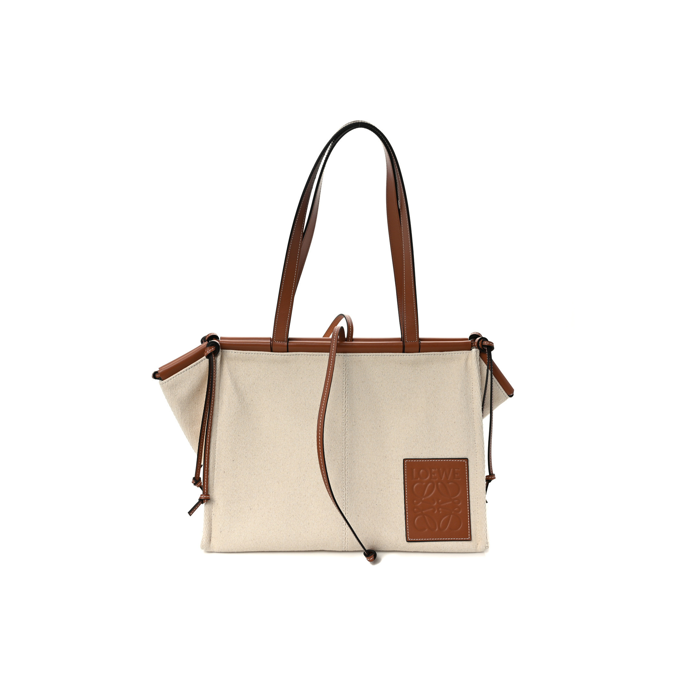 l*ew* canvas calfskin small cushion tote beige (32*23*15cm)