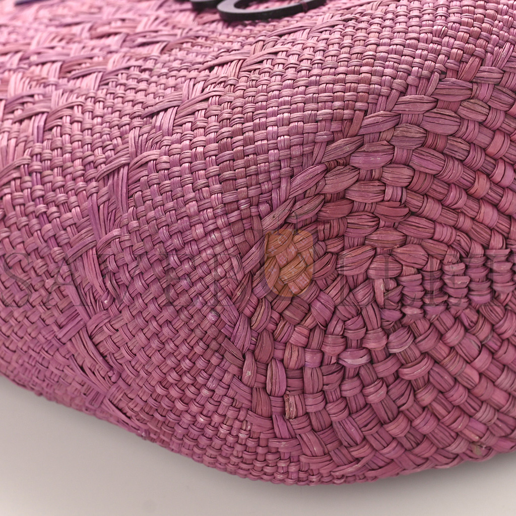 l*ew* calfskin raffia paulas ibiza small anagram basket tote bag purple (19*18*12cm)