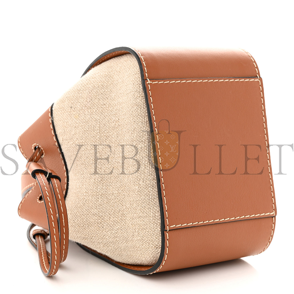 l*ew* calfskin canvas mini hammock shoulder bag natural tan (18*17*10cm)