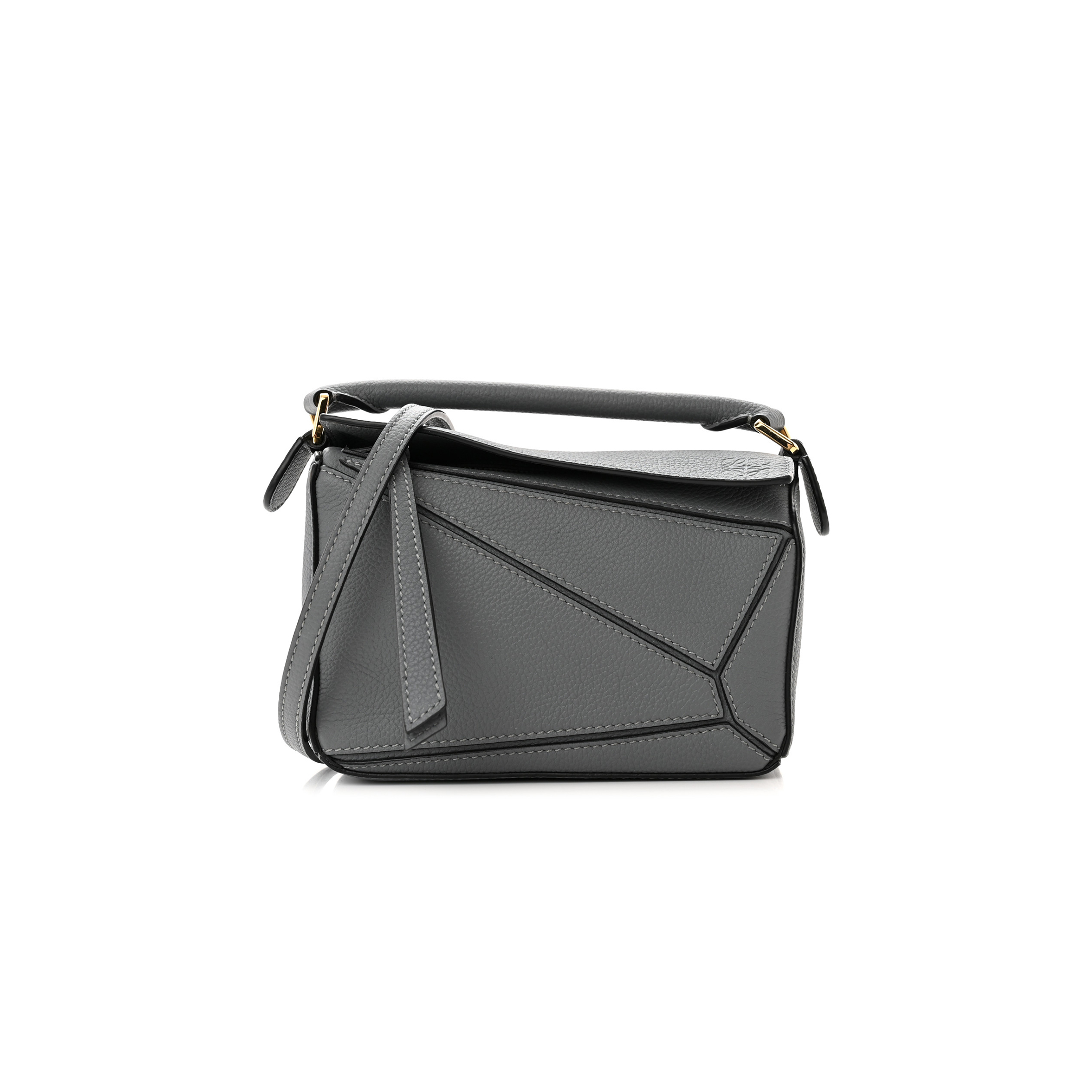 l*ew* calfskin mini puzzle bag asphalt grey (18*12.5*8cm)