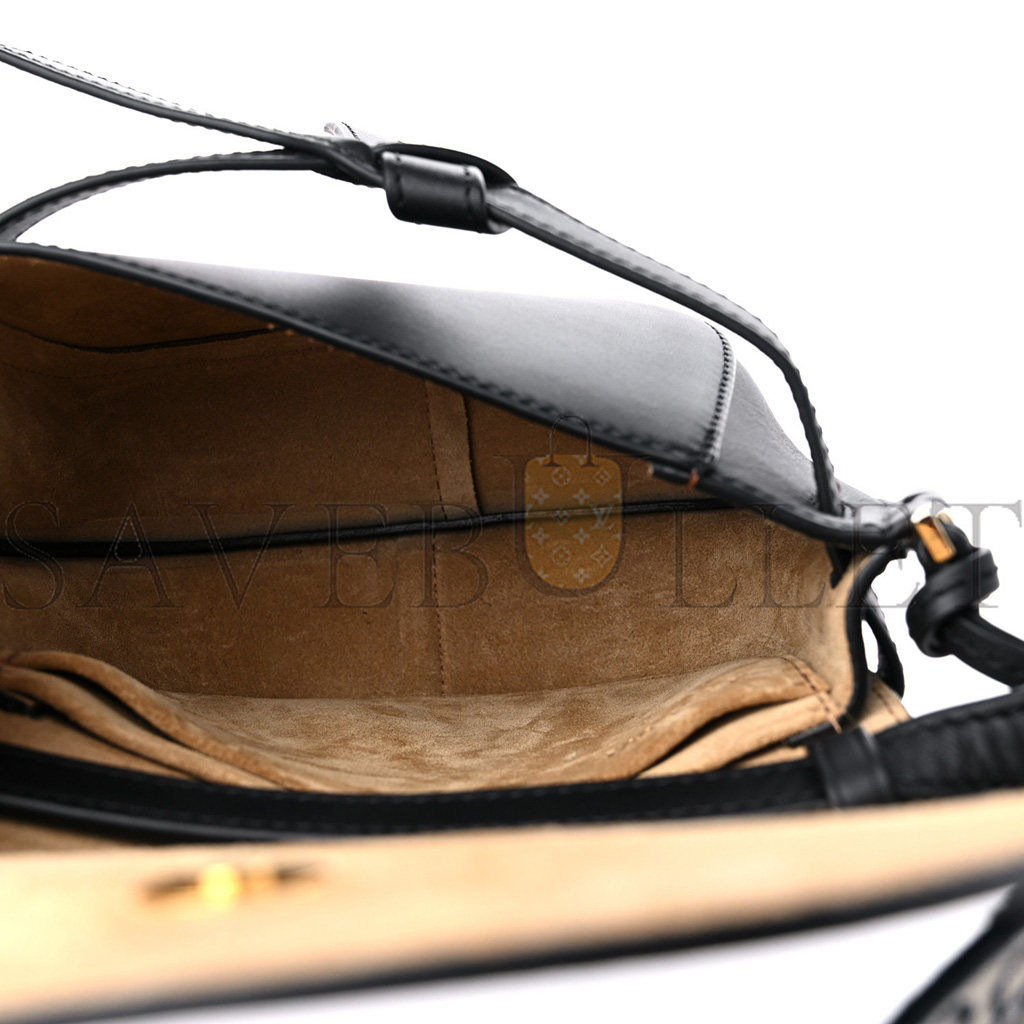 l*ew* calfskin jacquard mini gate dual bag black (21*13*9cm)