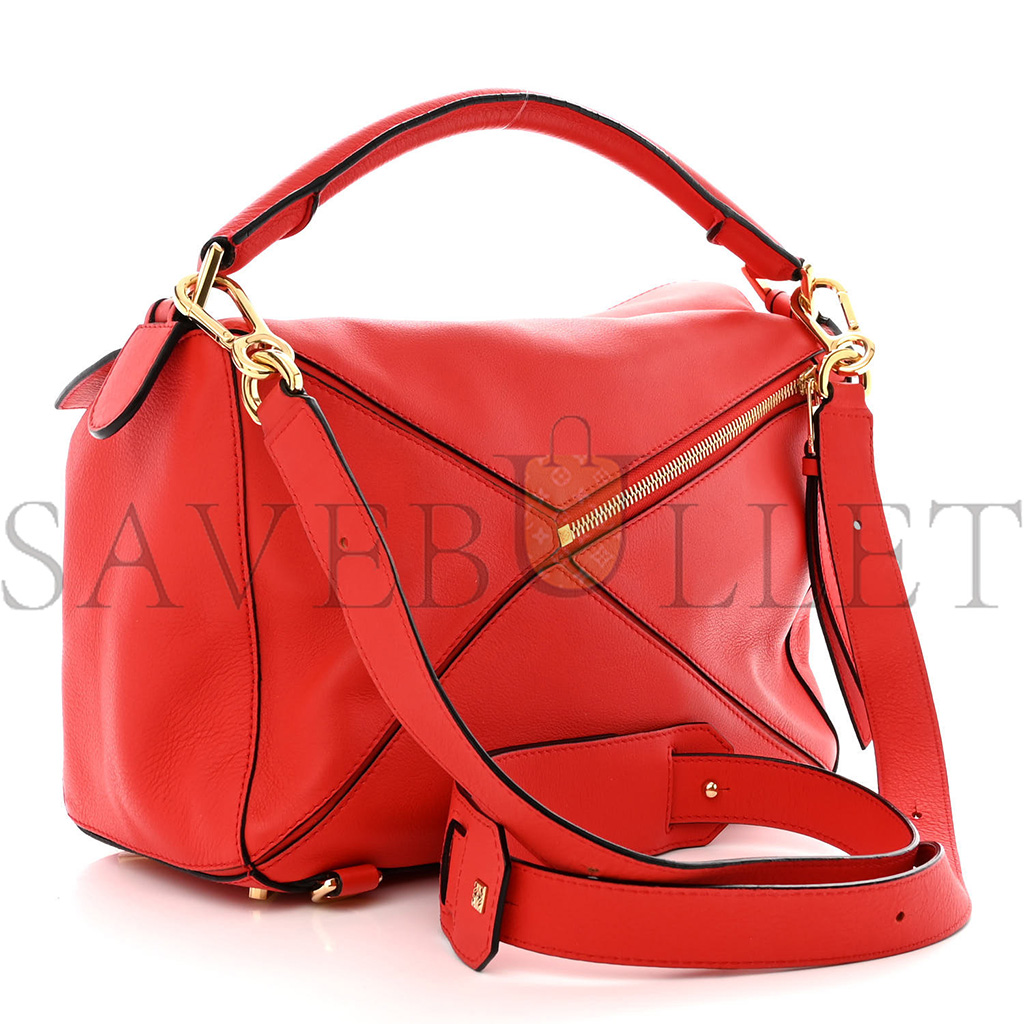 l*ew* calfskin medium puzzle bag scarlet (28*18*12cm)
