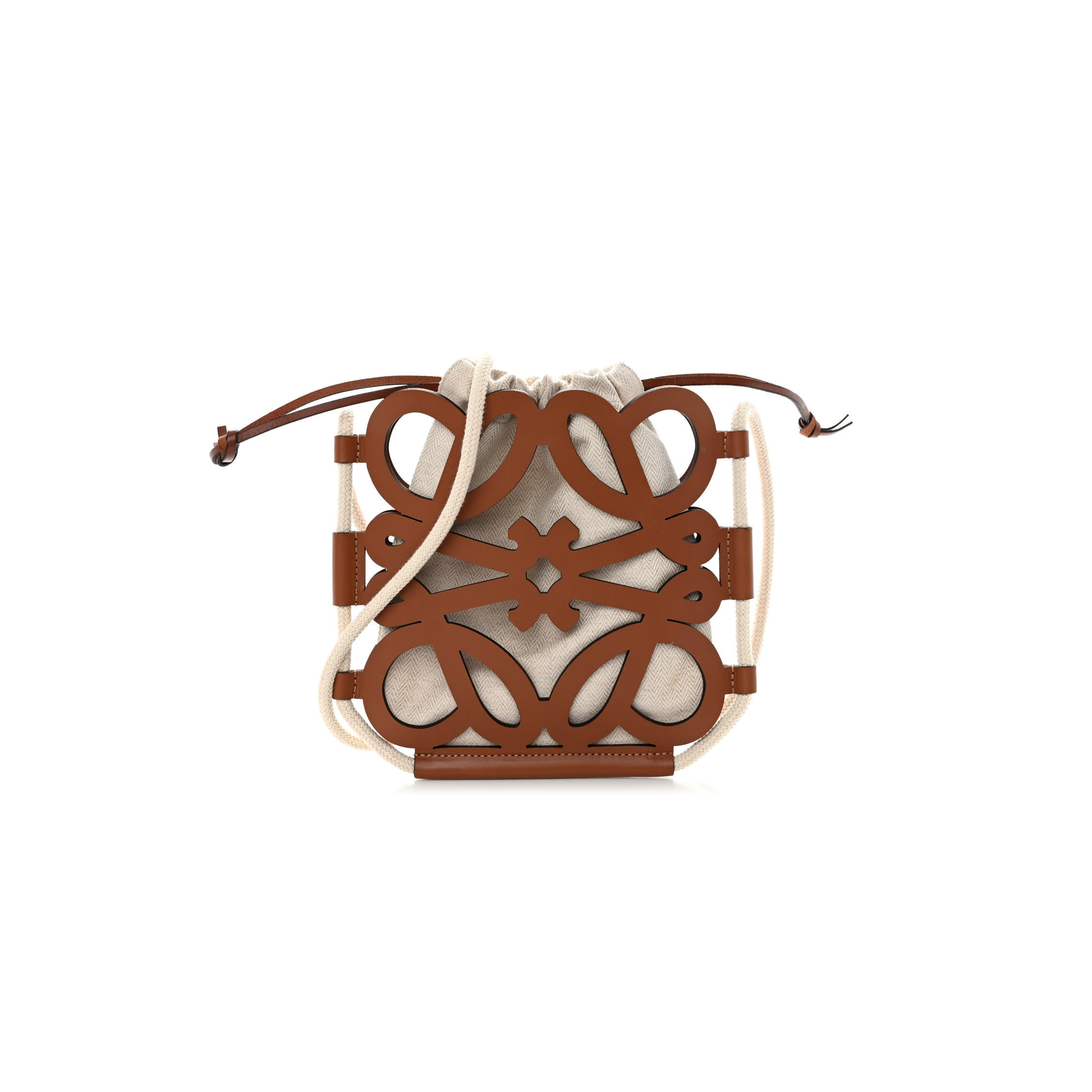 l*ew* smooth calfskin small anagram cutout tote tan beige (25*23*1cm)