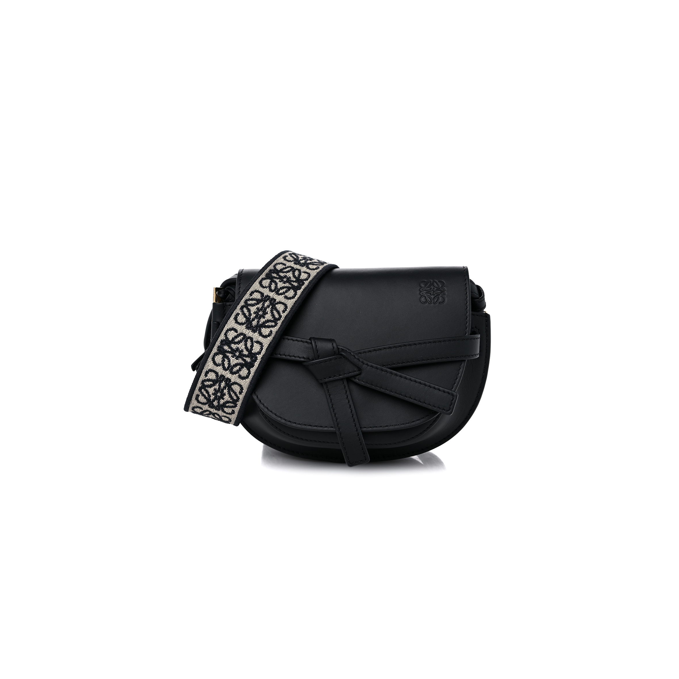 l*ew* calfskin jacquard mini gate dual bag black (21*13*9cm)