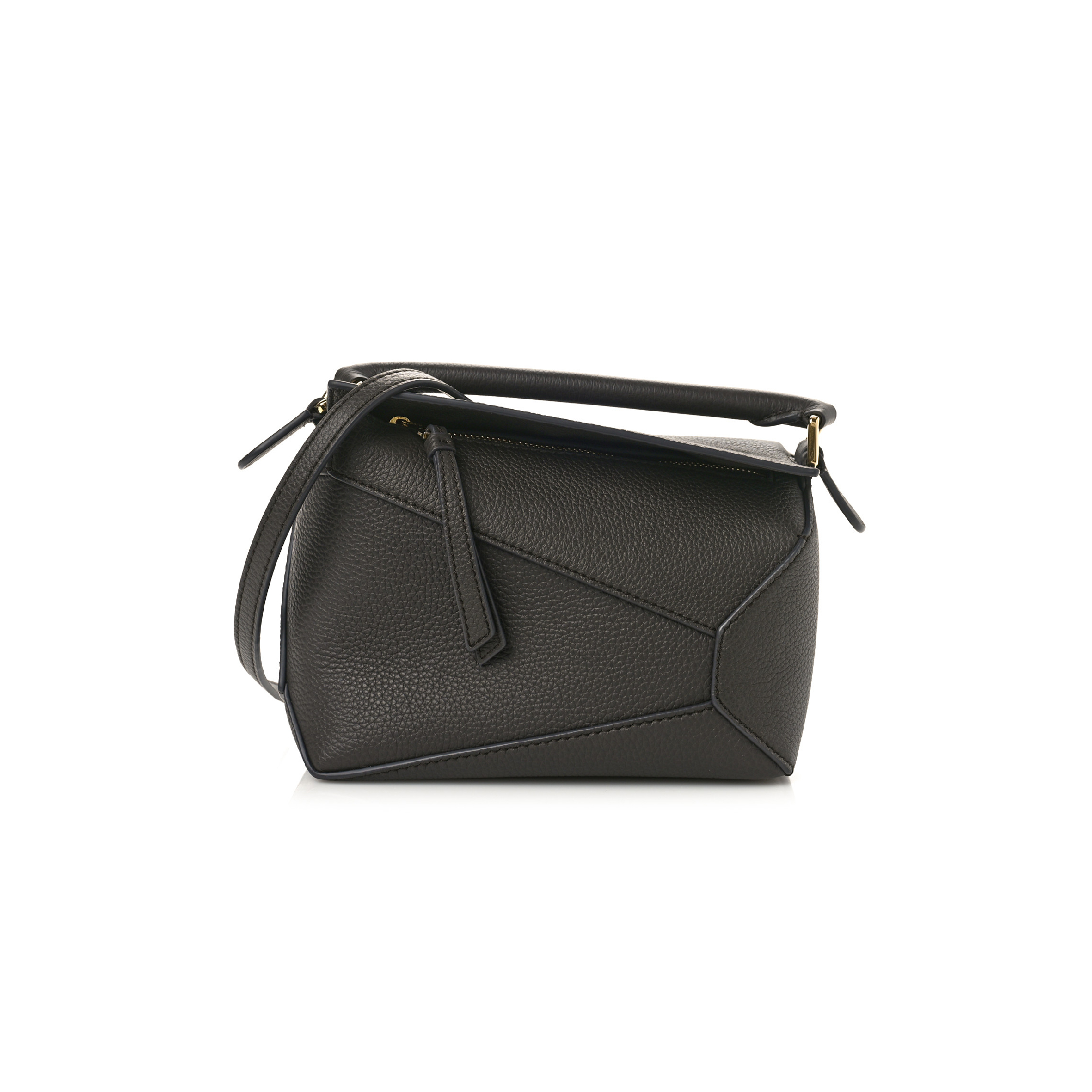 l*ew* calfskin mini puzzle edge bag dark grey (18*12.5*8cm)