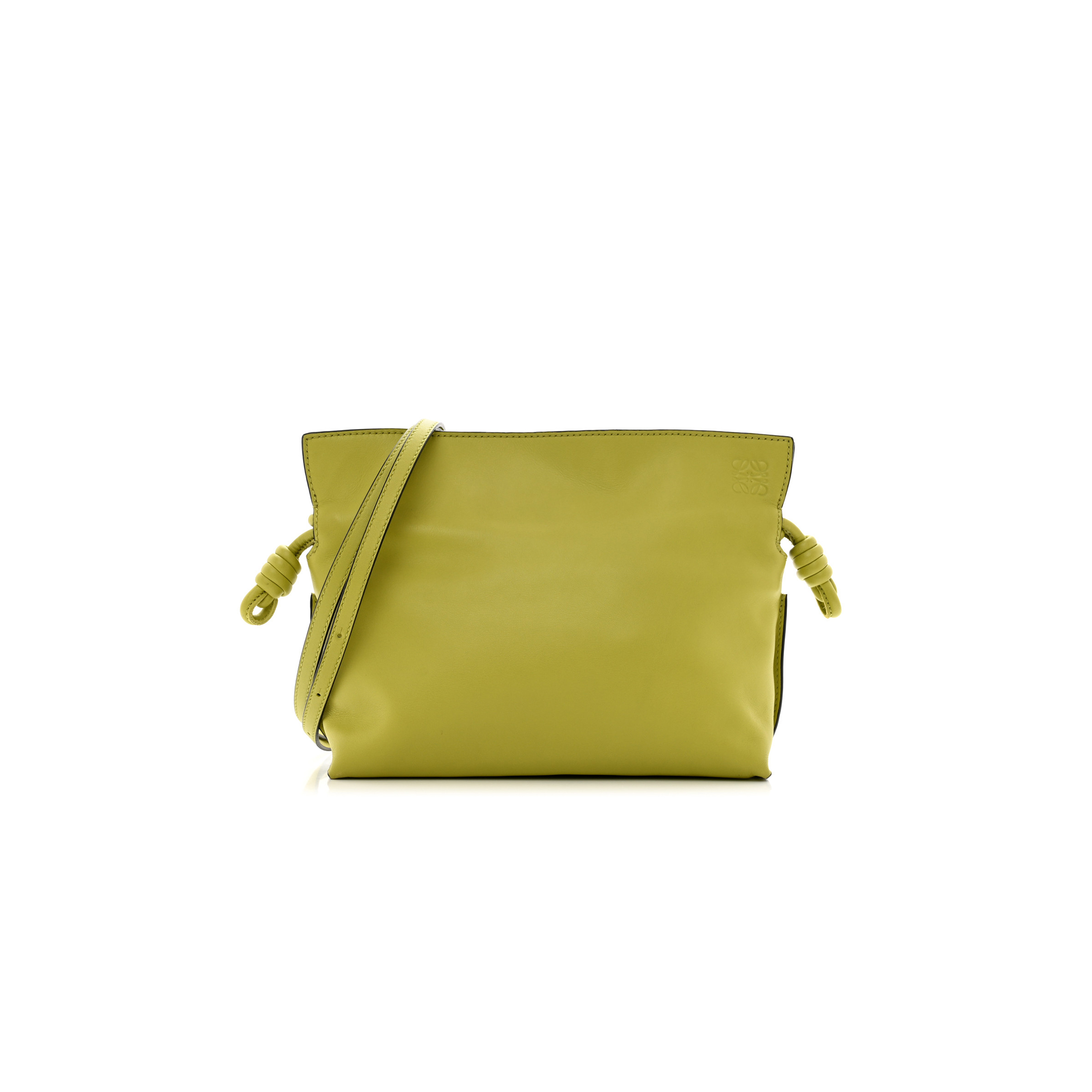 l*ew* calfskin mini flamenco knot clutch lime yellow (23*18*7cm)