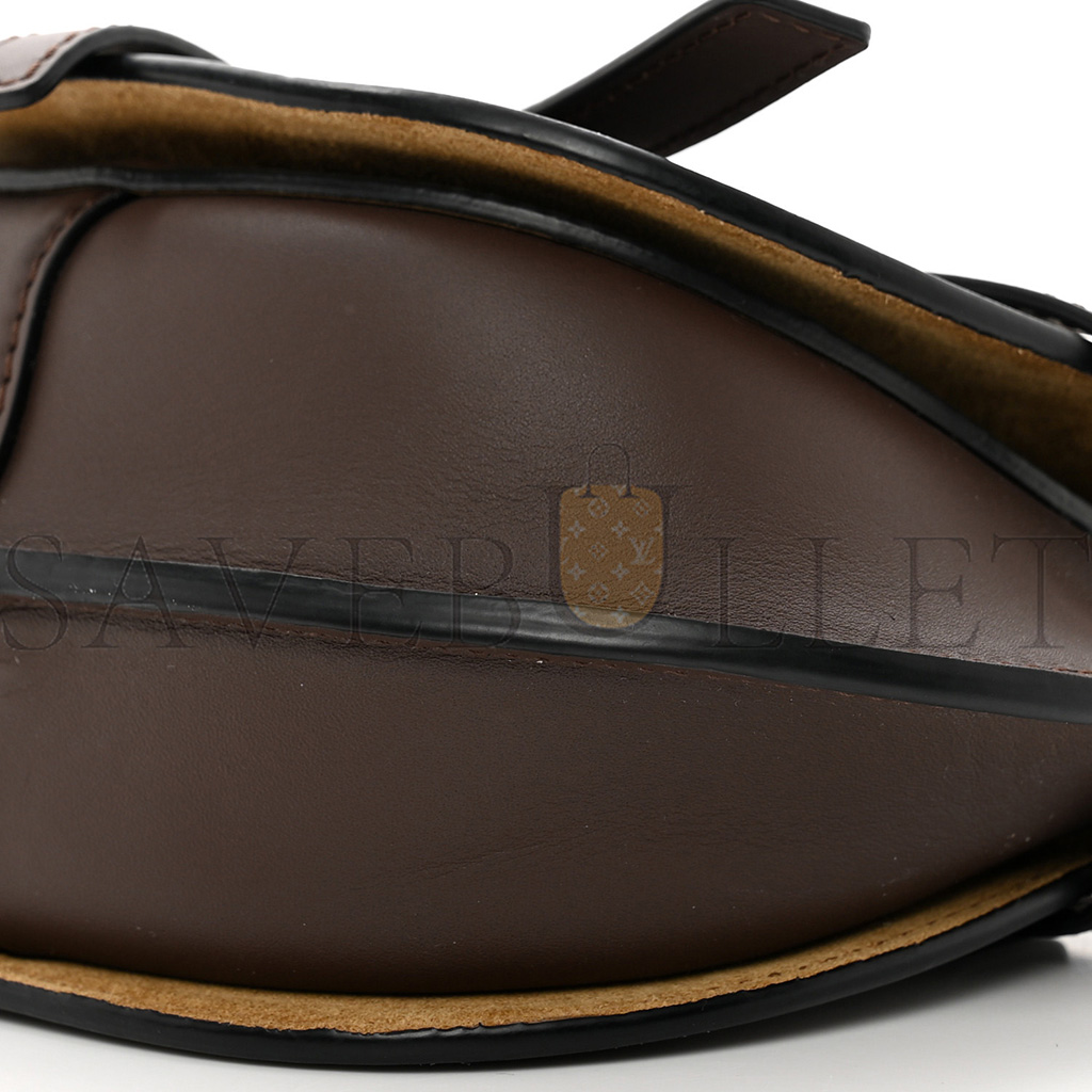 l*ew* calfskin jacquard mini gate dual bag chocolate (20*13*10cm)