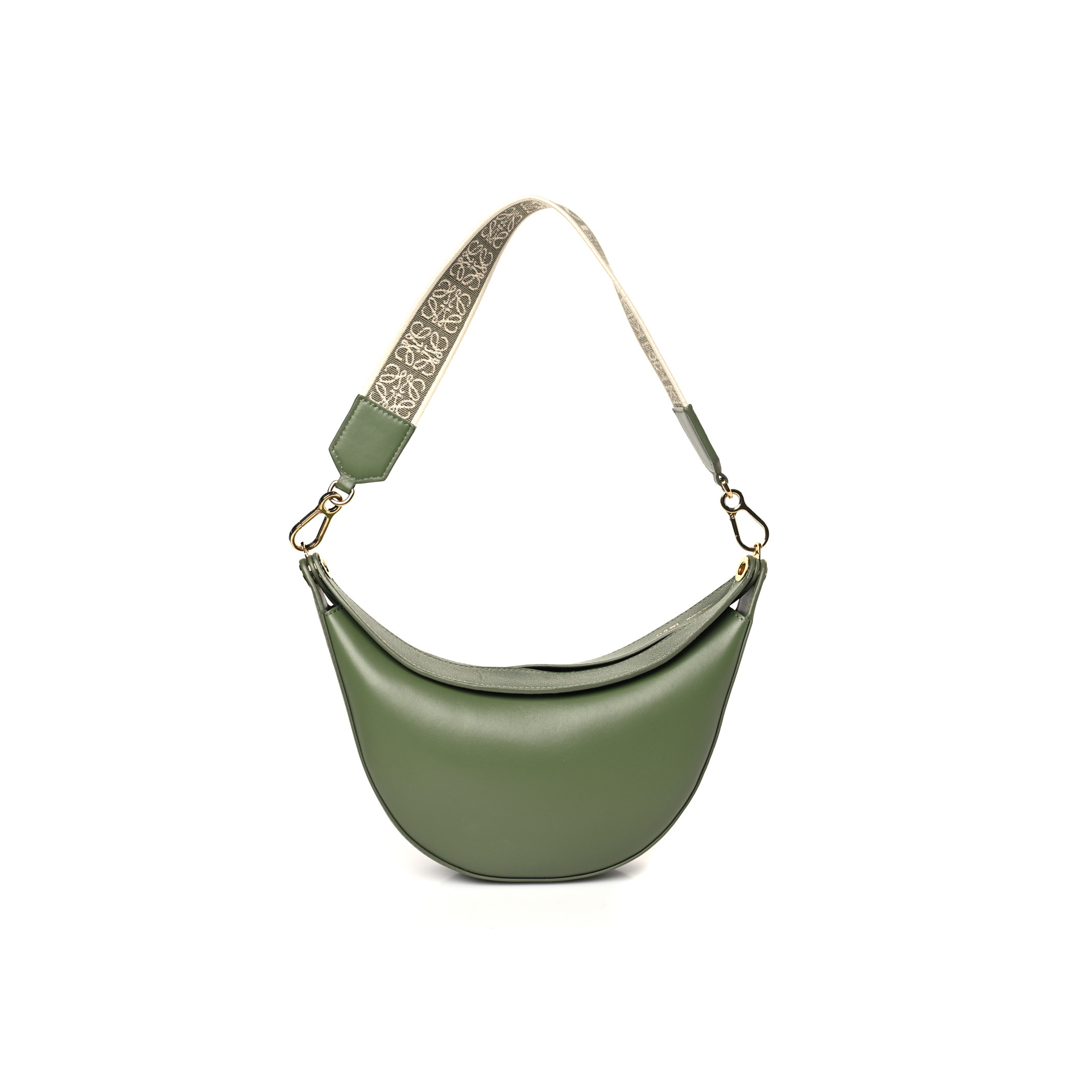 l*ew* satin calfskin jacquard small luna bag avocado green (20*14*6cm)