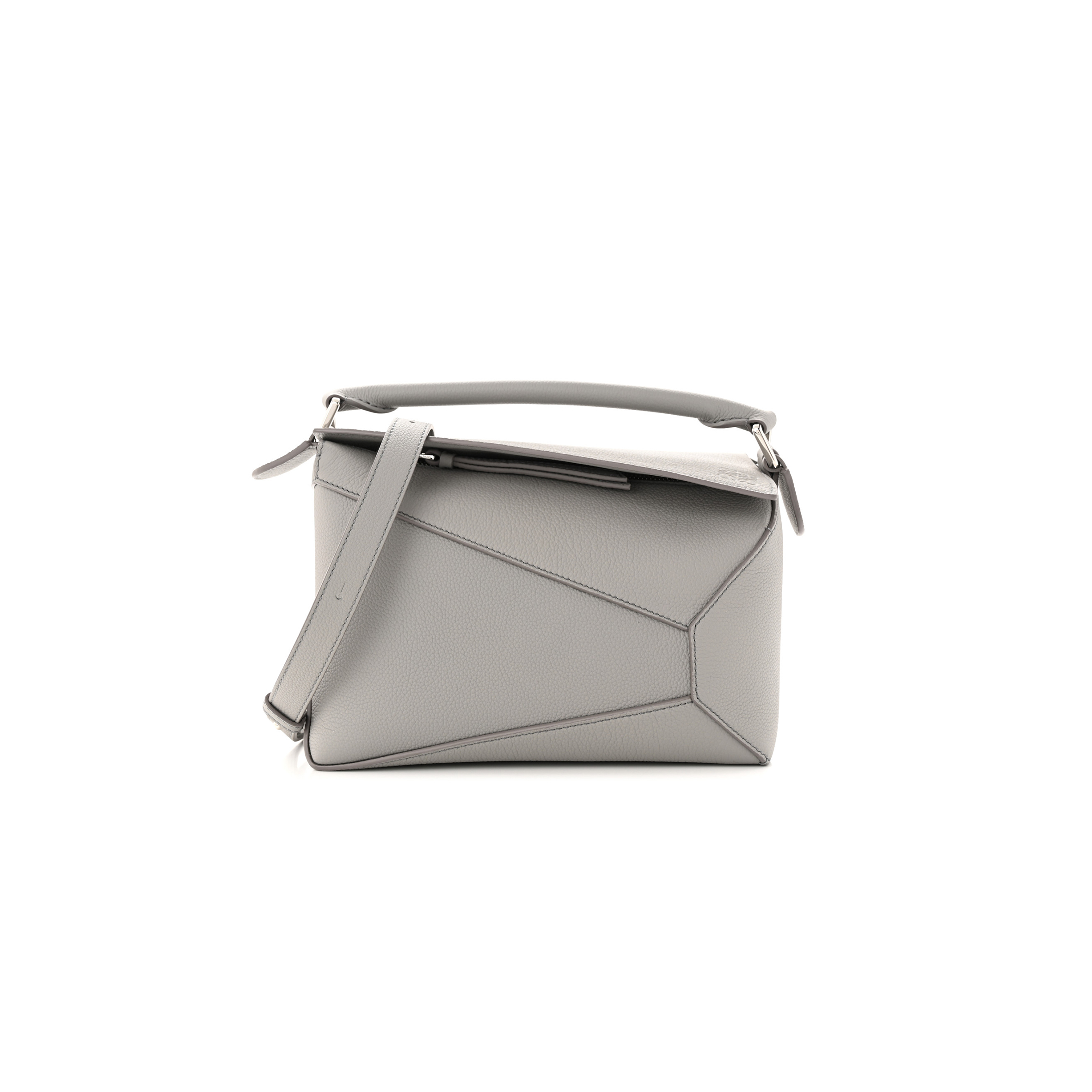 l*ew* calfskin small puzzle edge bag pearl grey (24*15*11cm)