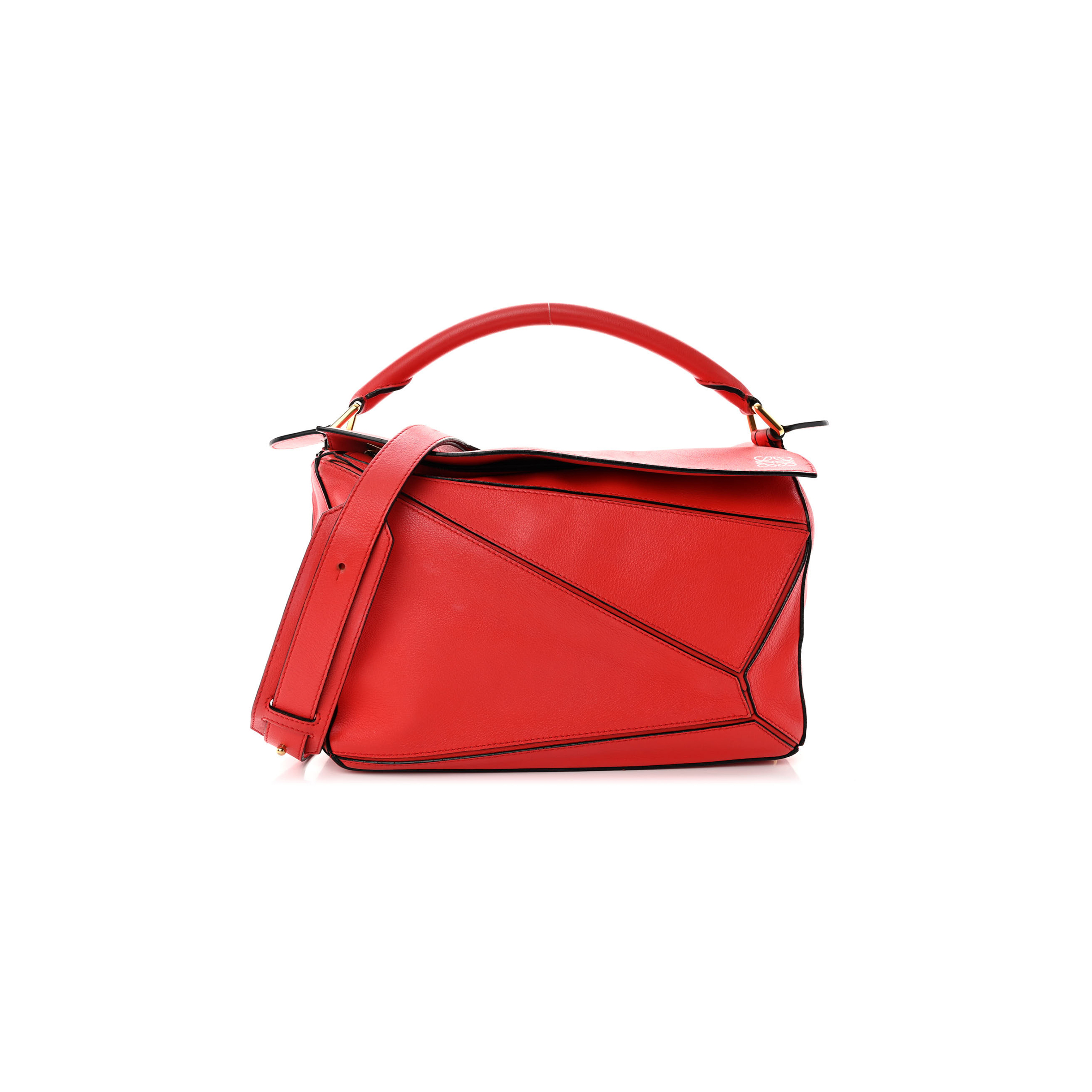 l*ew* calfskin medium puzzle bag scarlet (29*19.5*14cm)