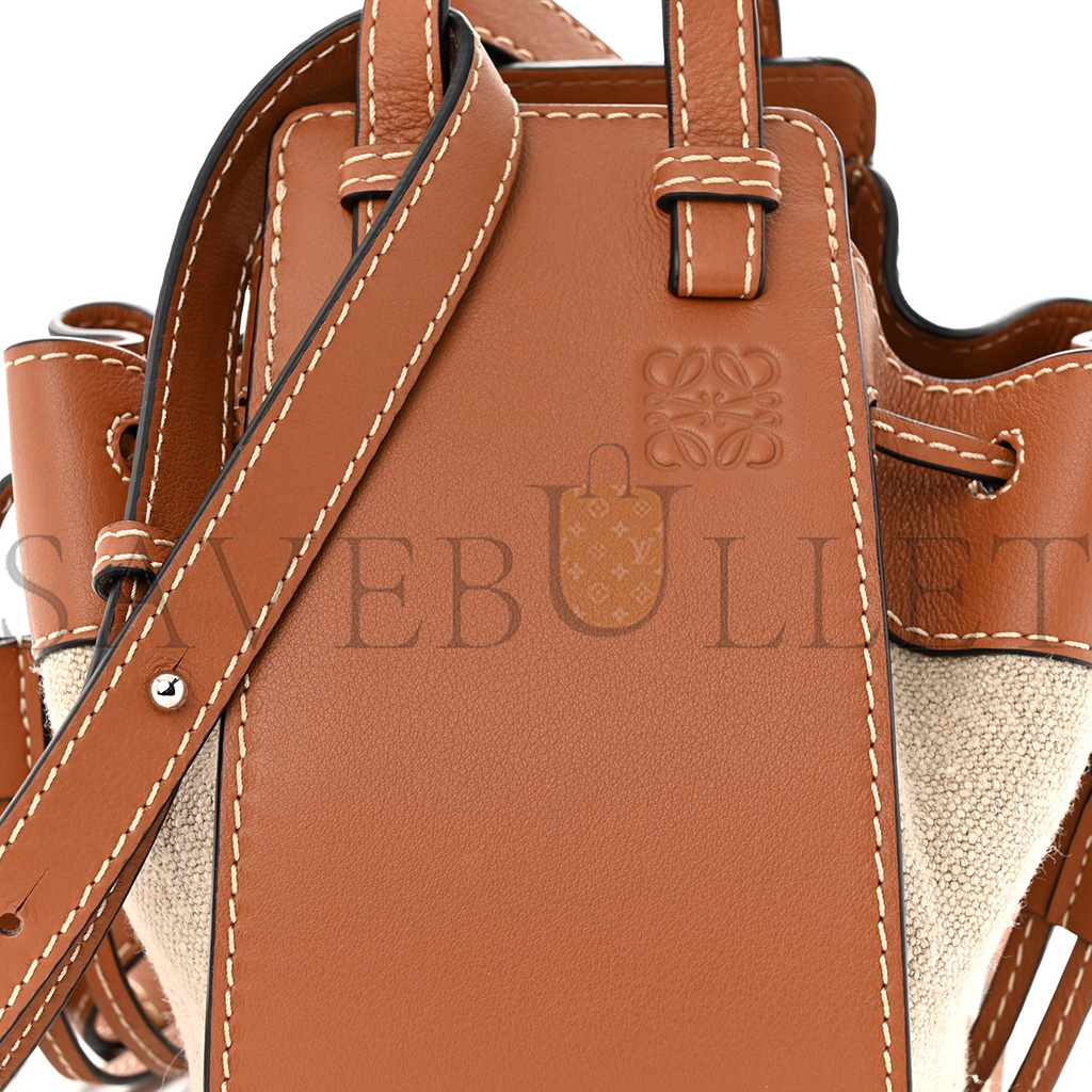 l*ew* calfskin canvas mini hammock shoulder bag natural tan (18*17*10cm)