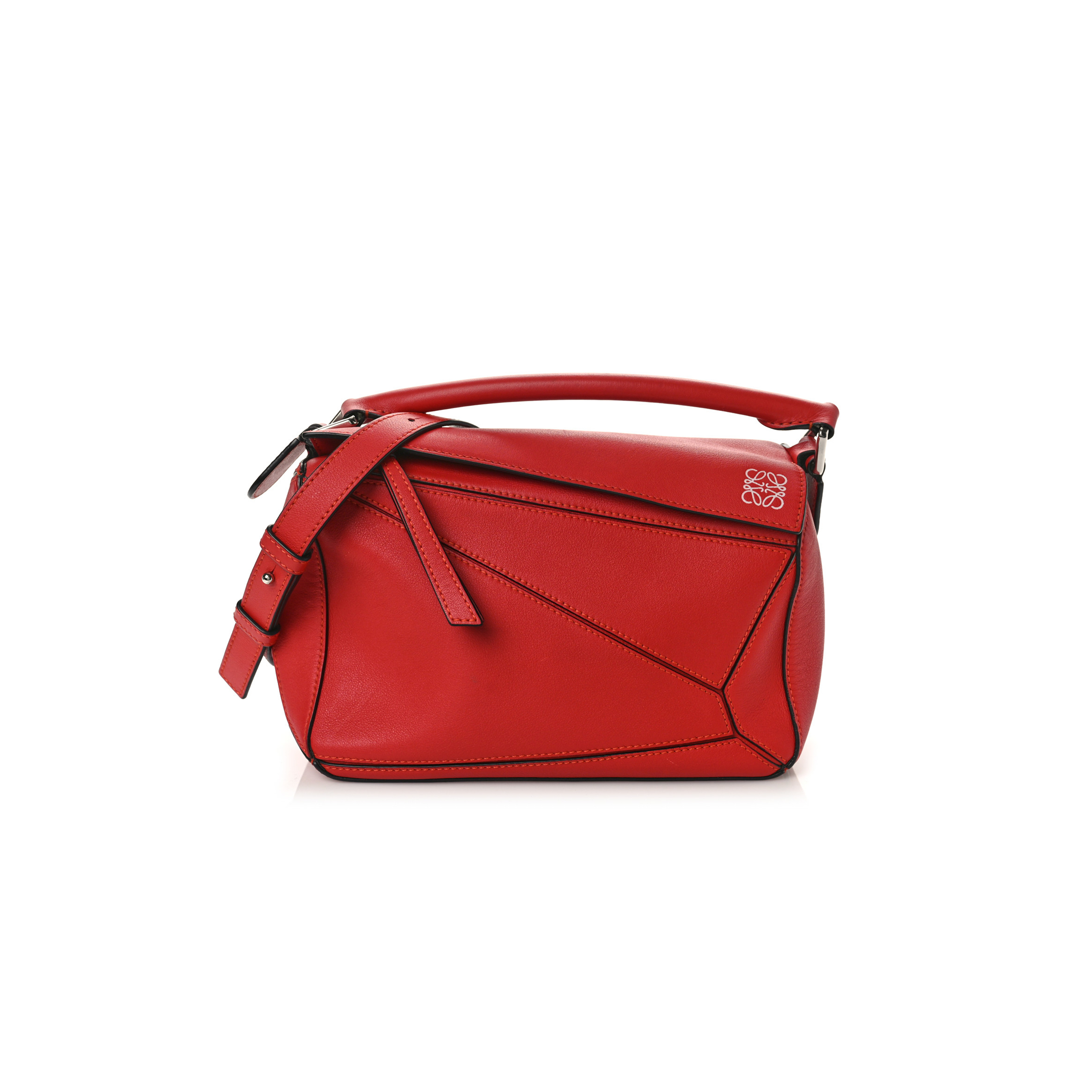 l*ew* calfskin small puzzle bag scarlet (24*16.5*10.5cm)