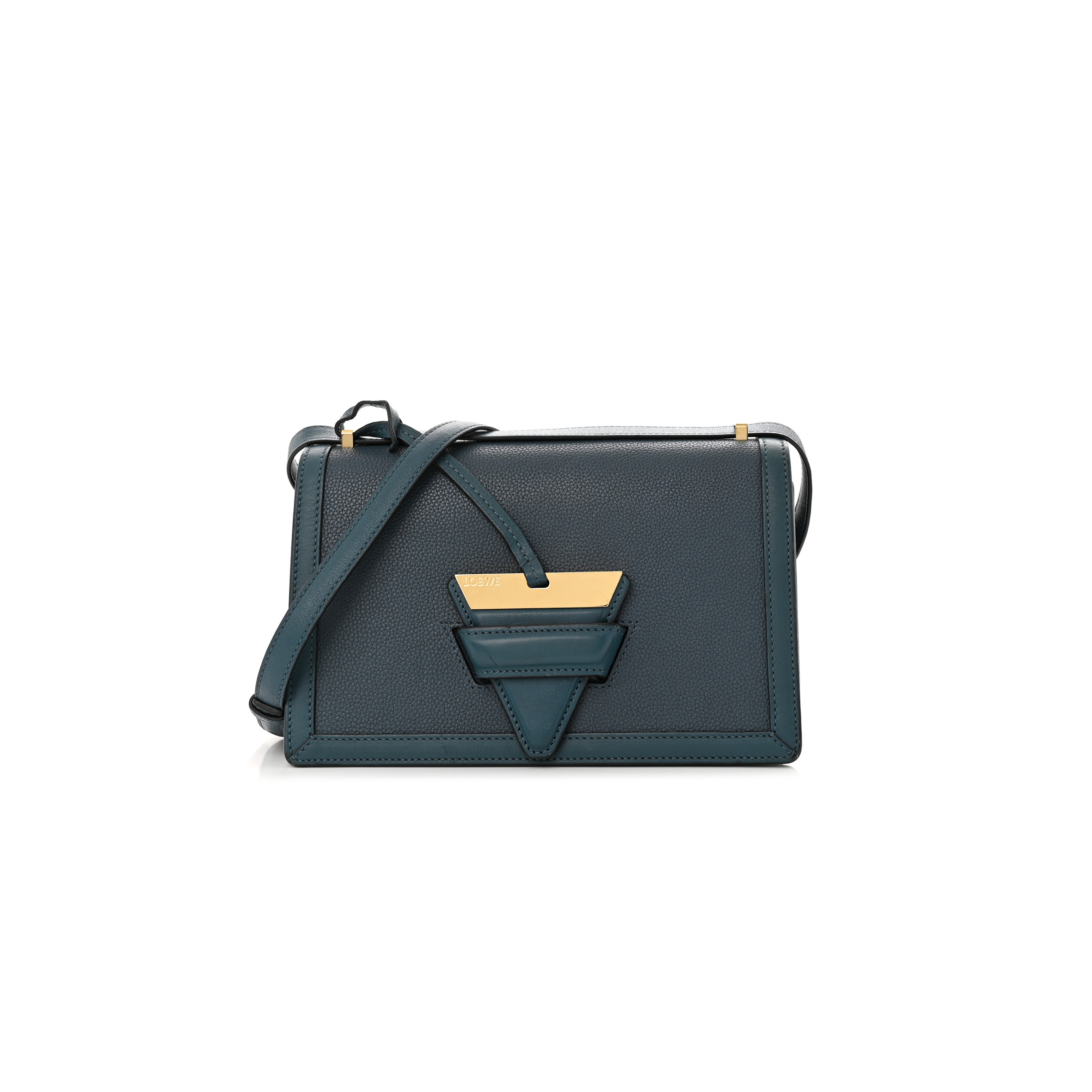 l*ew* grained calfskin medium barcelona shoulder bag indigo (23*15*8cm)