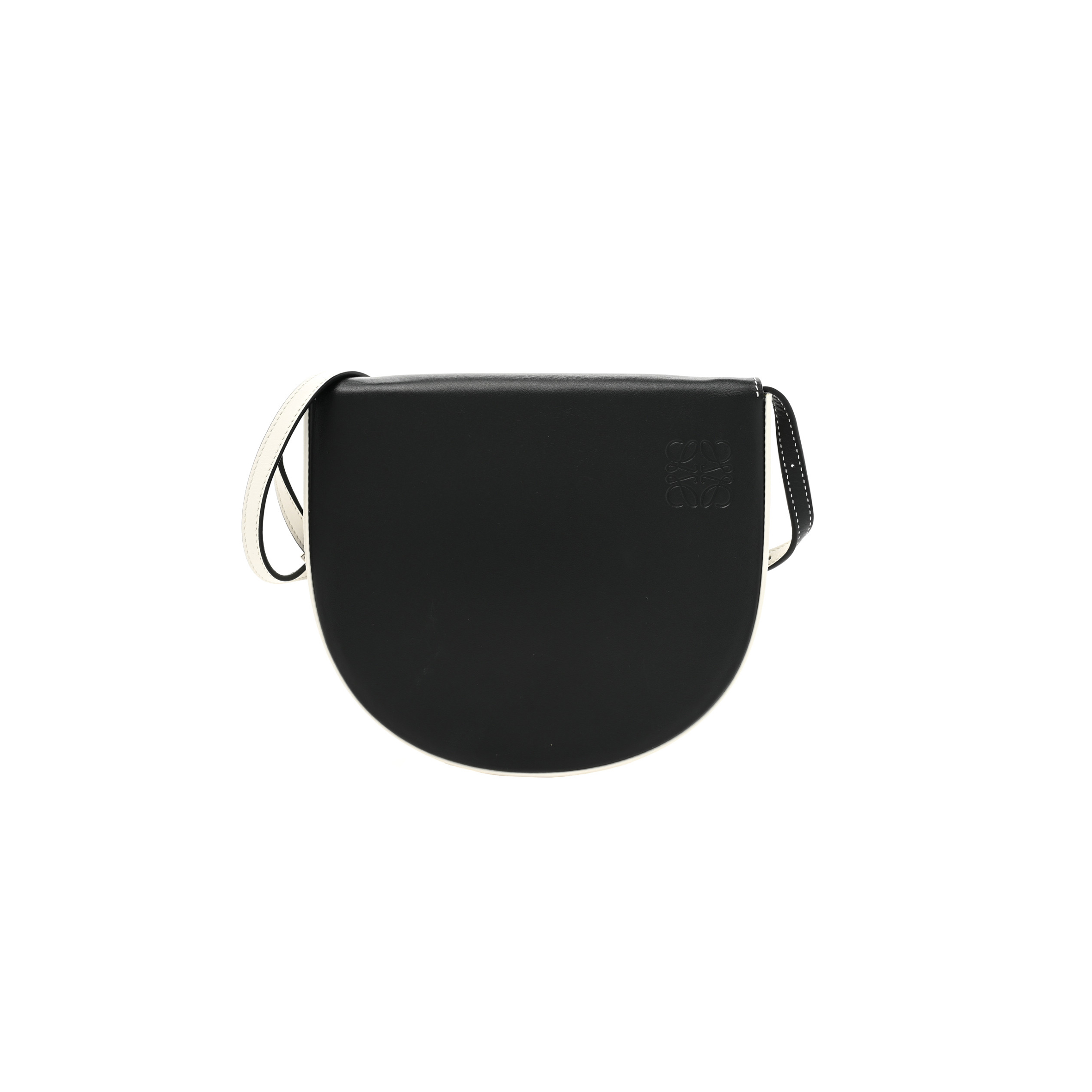 l*ew* soft calfskin heel bag black soft white (18*15*4cm)