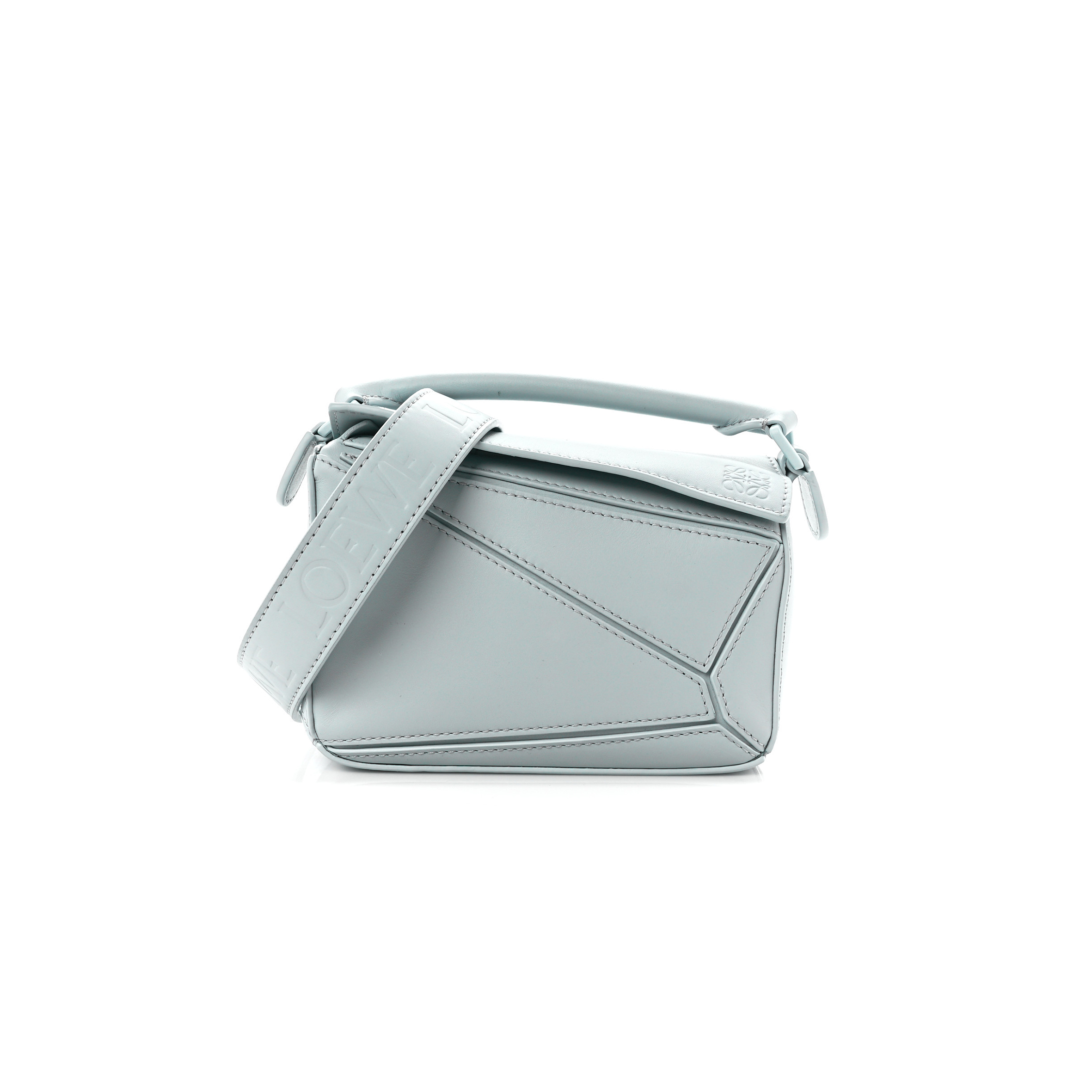 l*ew* calfskin small puzzle bag aqua (18*12.5*8cm)