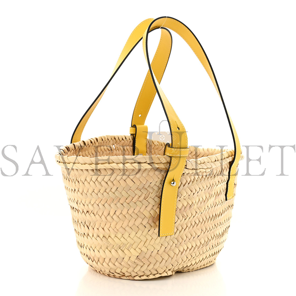 l*ew* raffia small basket tote bag natural yellow (21*18*13cm)