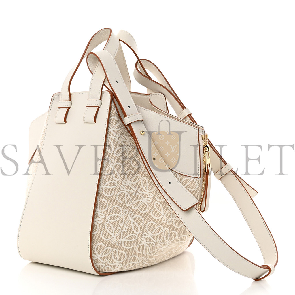 l*ew* calfskin canvas anagram small hammock shoulder bag ecru white (30*25*13.5cm)