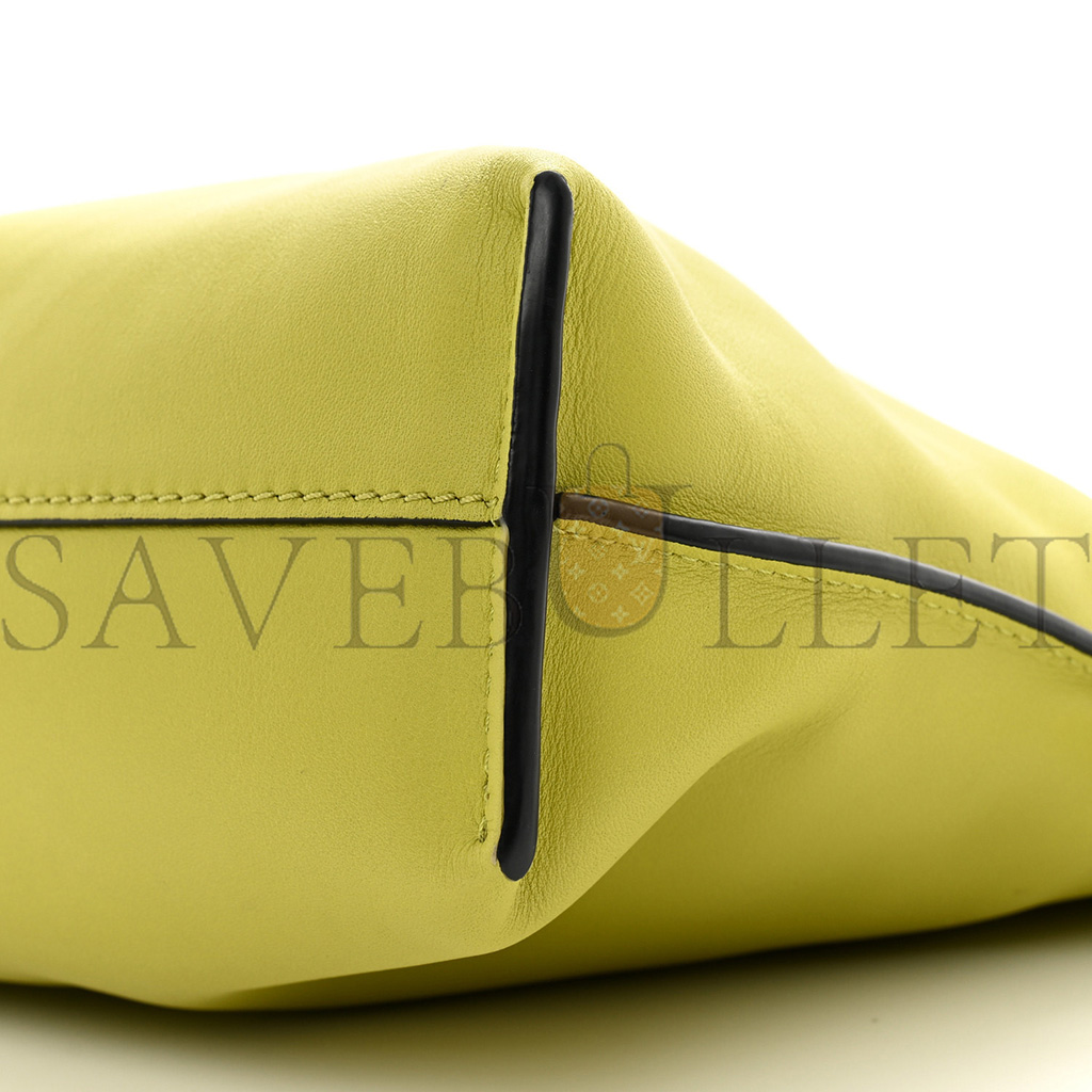 l*ew* calfskin mini flamenco knot clutch lime yellow (23*18*7cm)