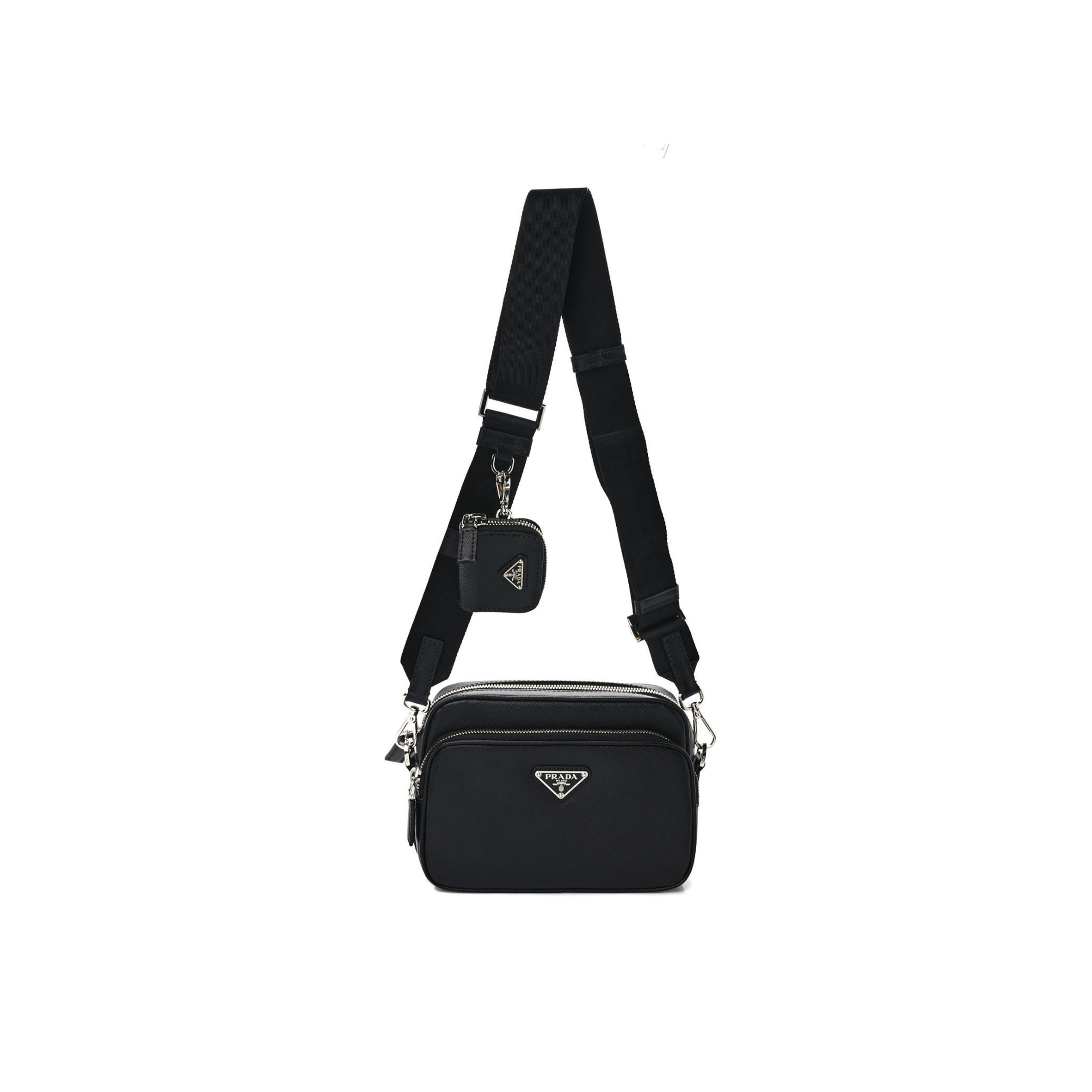 Pra*a saffiano shoulder bag black (20*14*8cm)
