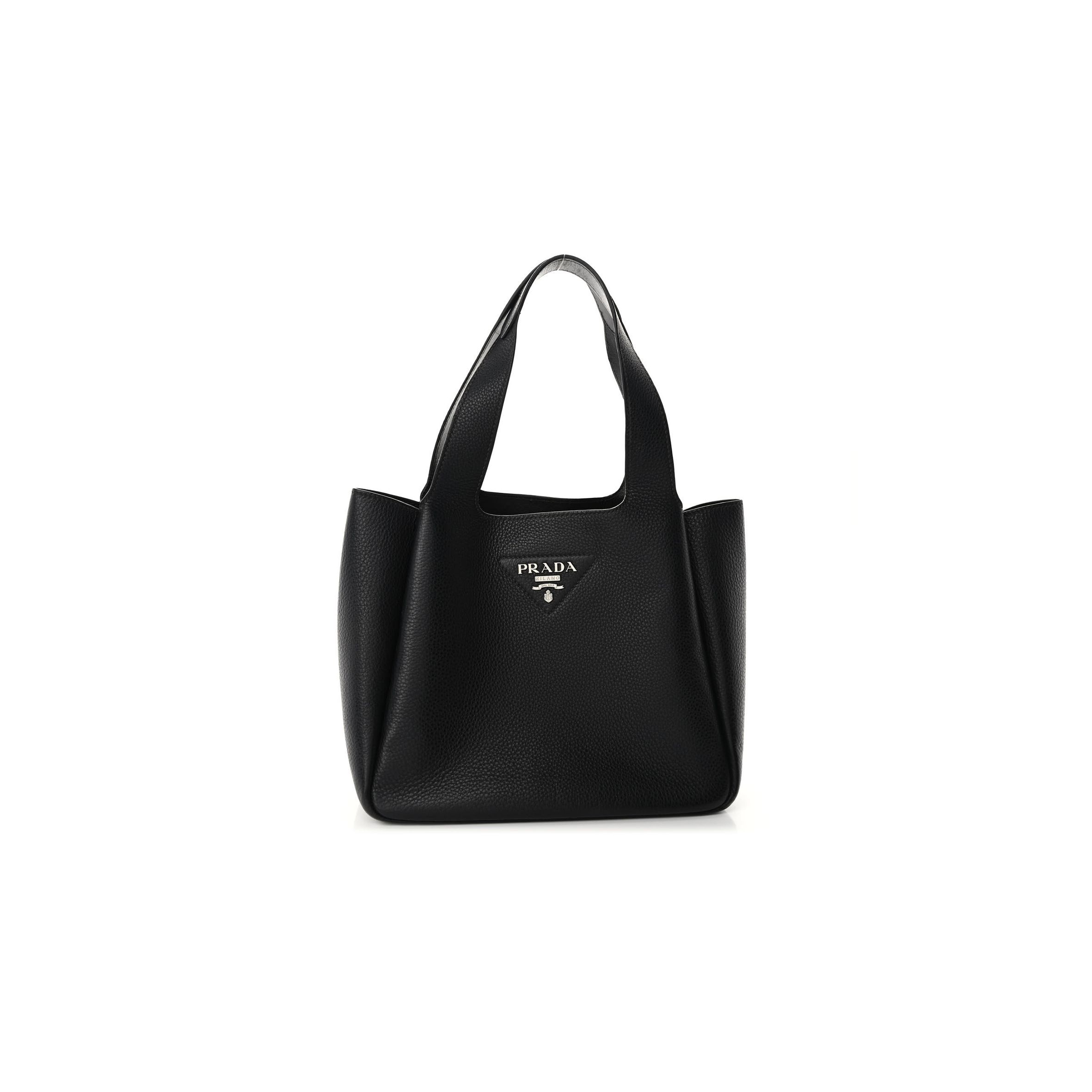Pra*a vitello daino soft medium dynamique tote black (25*22*13cm)