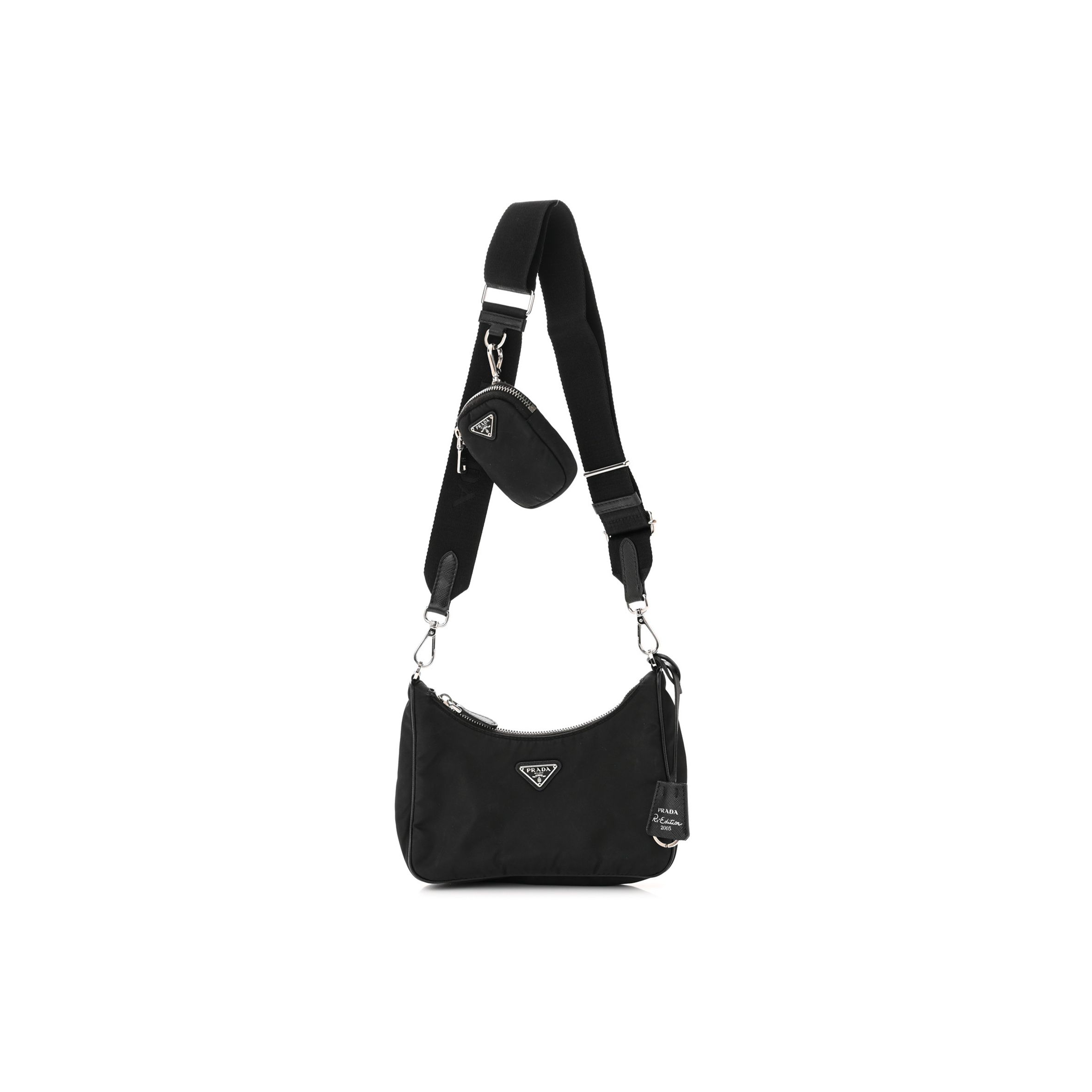 Pra*a nylon re-edition 2005 shoulder bag black (22*18*6cm)