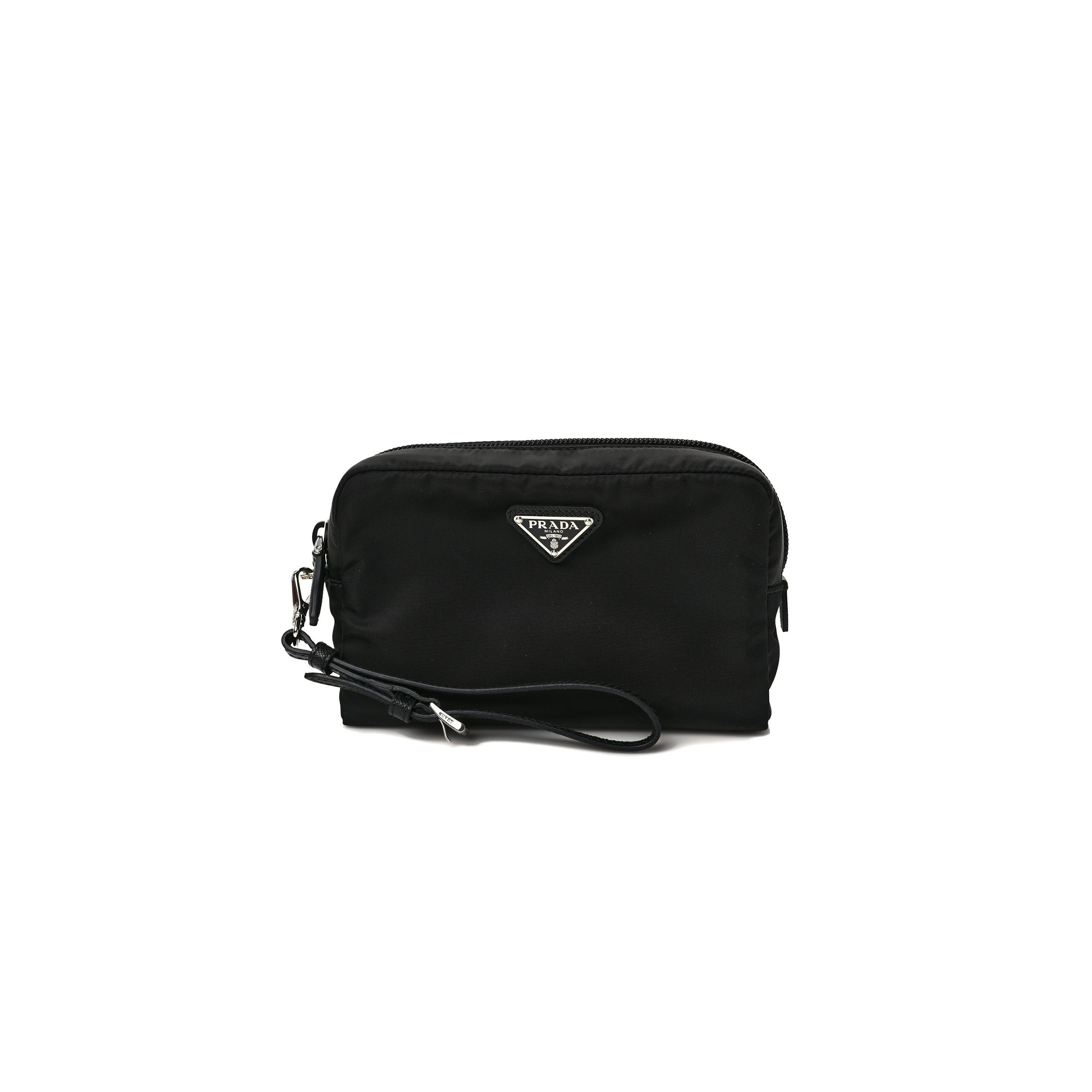 Pra*a tessuto nylon saffiano wristlet black (19*11*9cm)