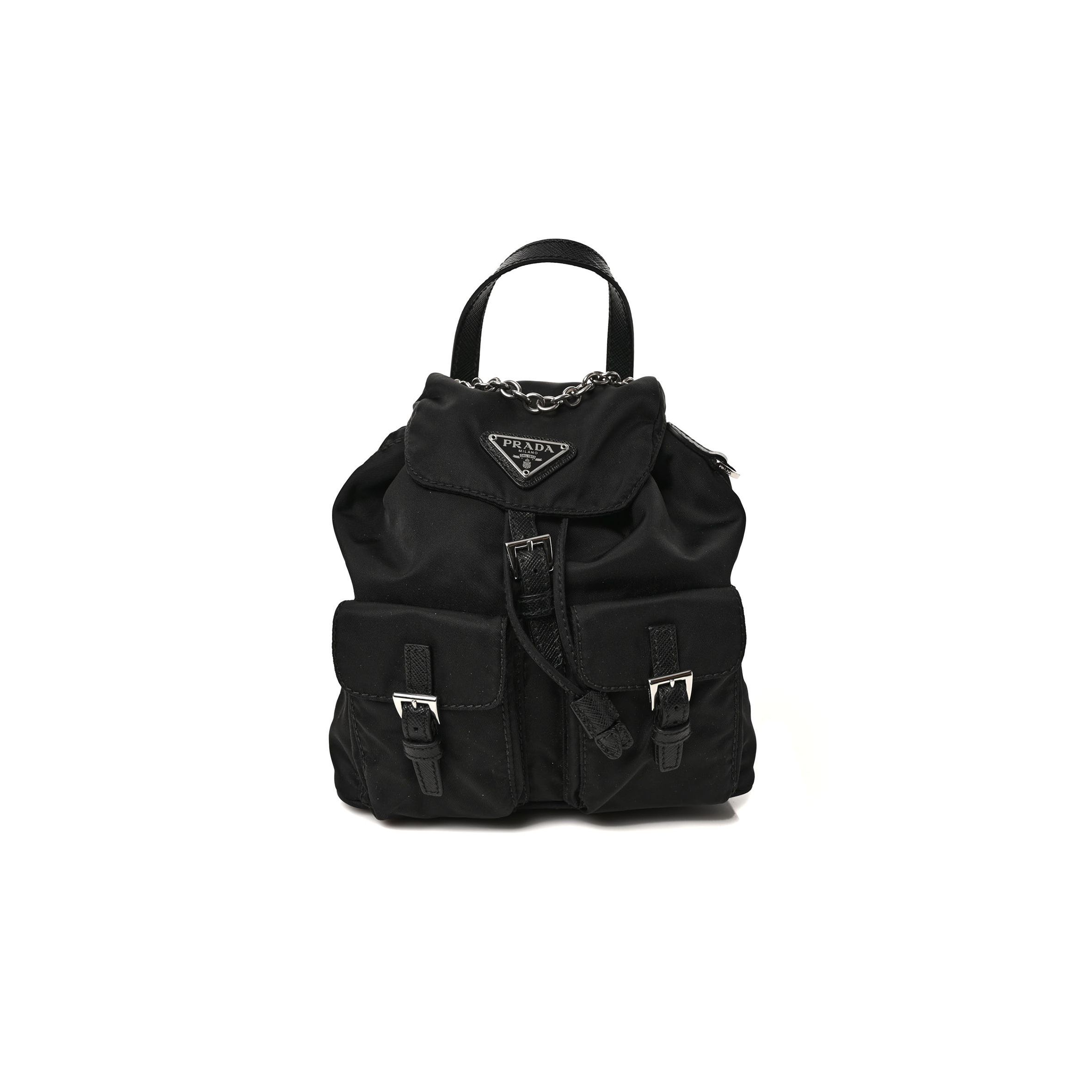 Pra*a nylon vela mini crossbody backpack black (18*17*8cm)