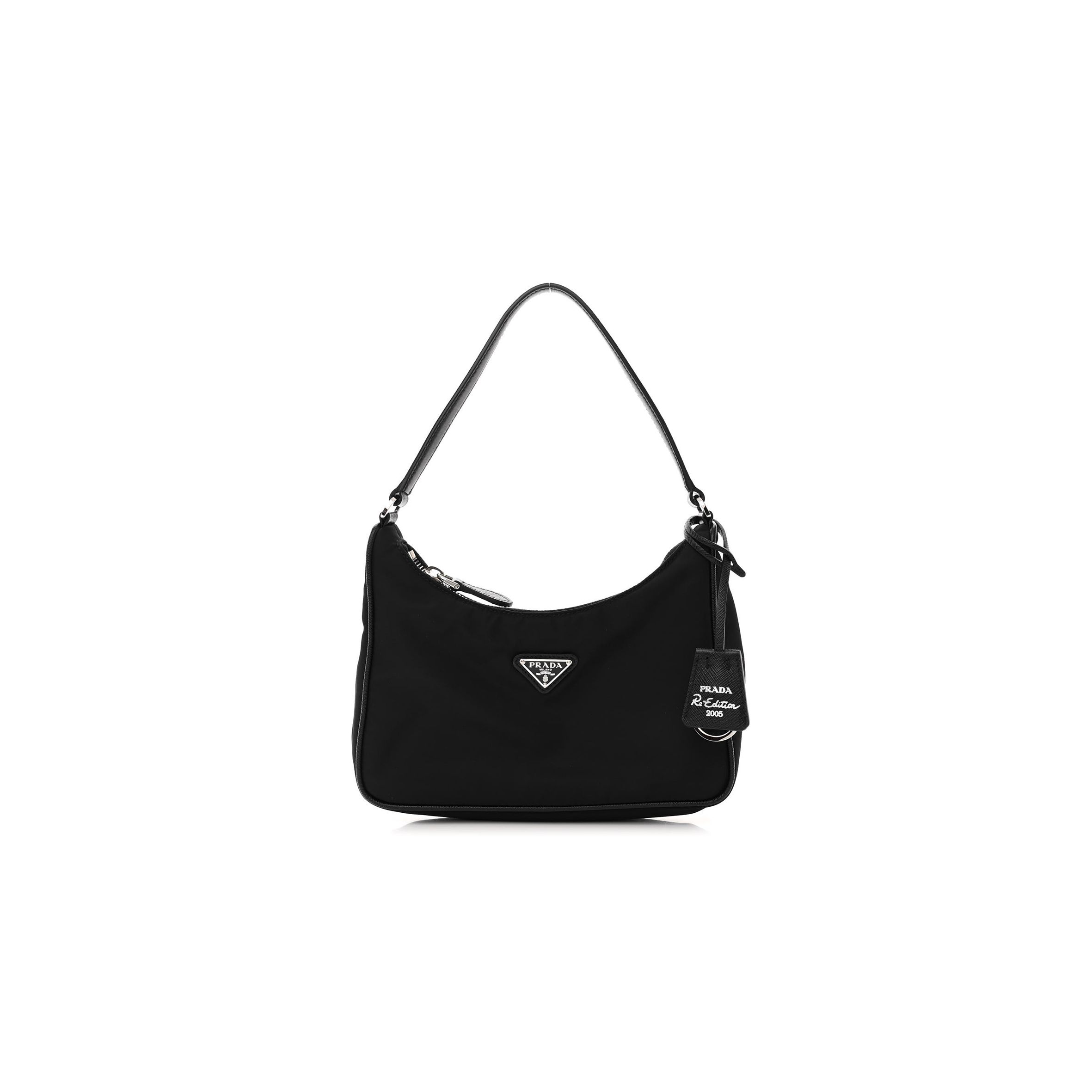Pra*a tessuto nylon saffiano mini re-edition 2005 bag black (22*16*6cm)