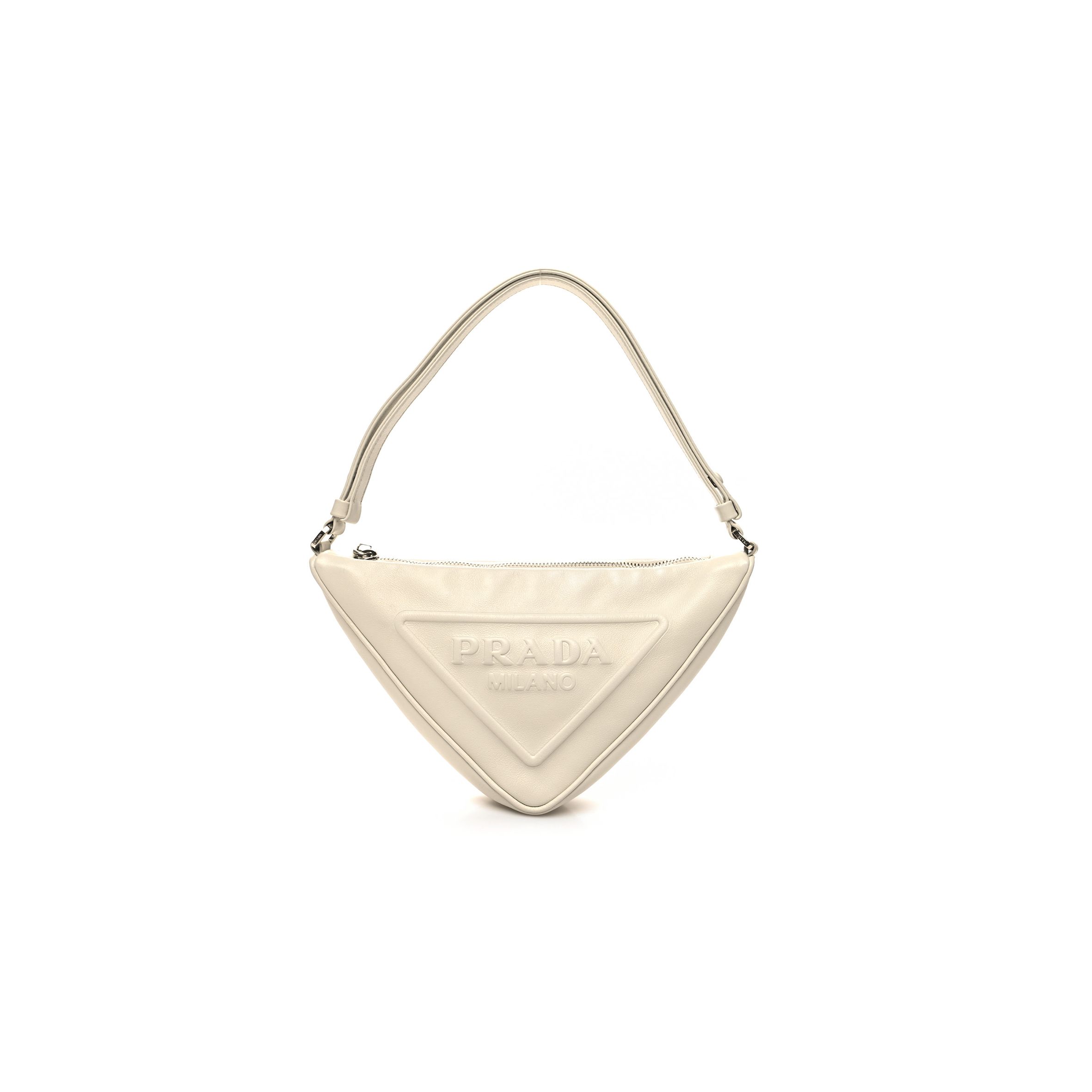 Pra*a grace lux triangle pouch white (26*14*8cm)