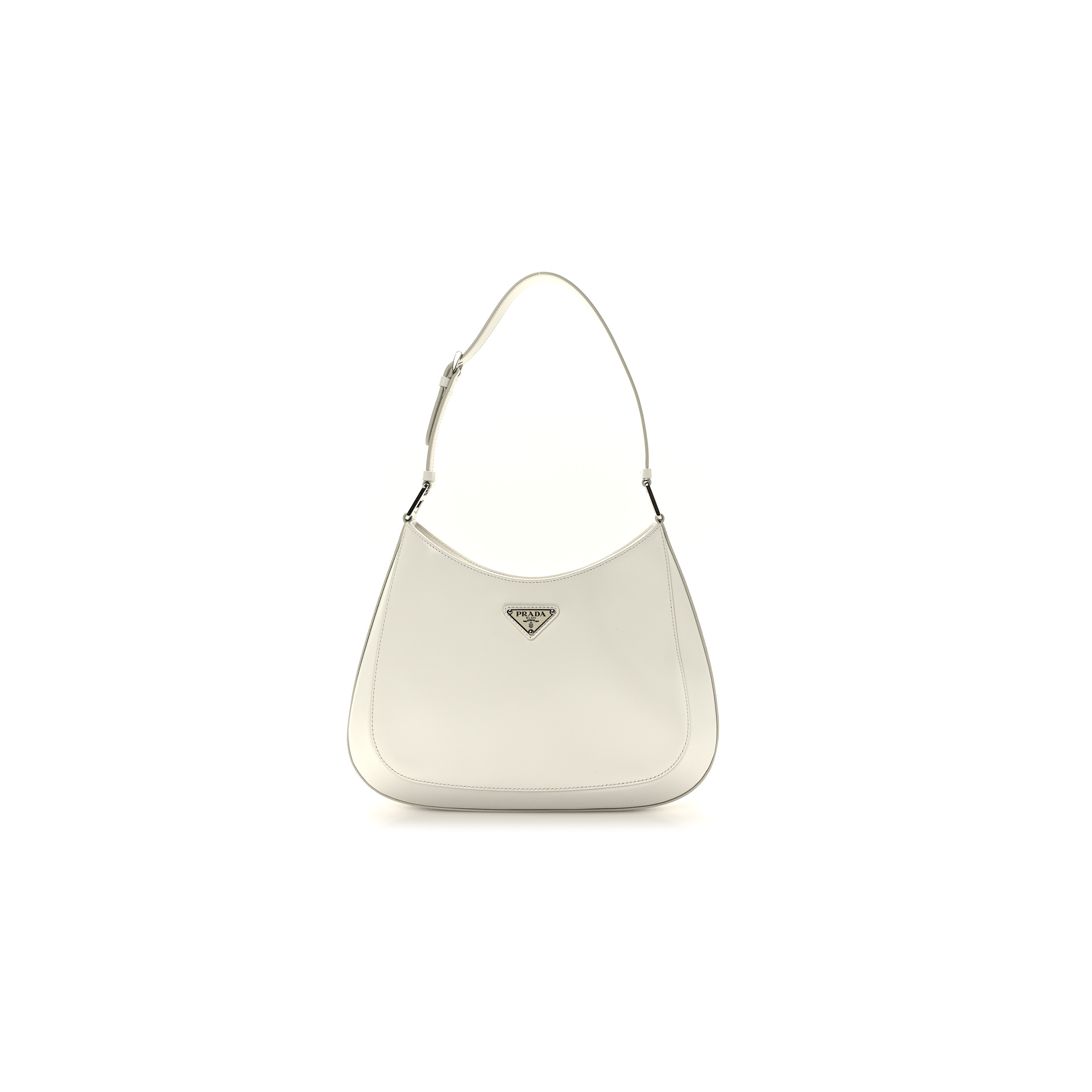 Pra*a brushed calfskin cleo adjustable strap shoulder bag white (28*23*5cm)