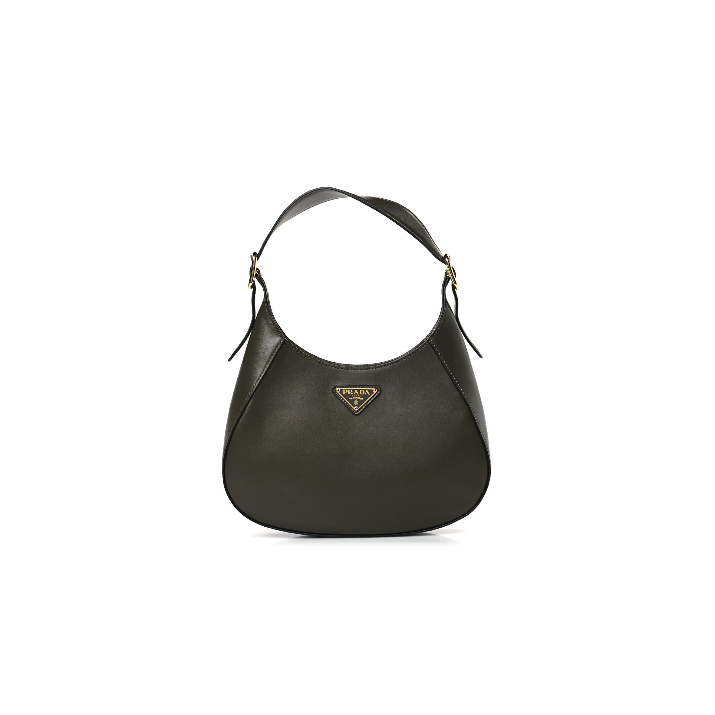 Pra*a box calfskin shoulder bag militaire (27*18*5cm)