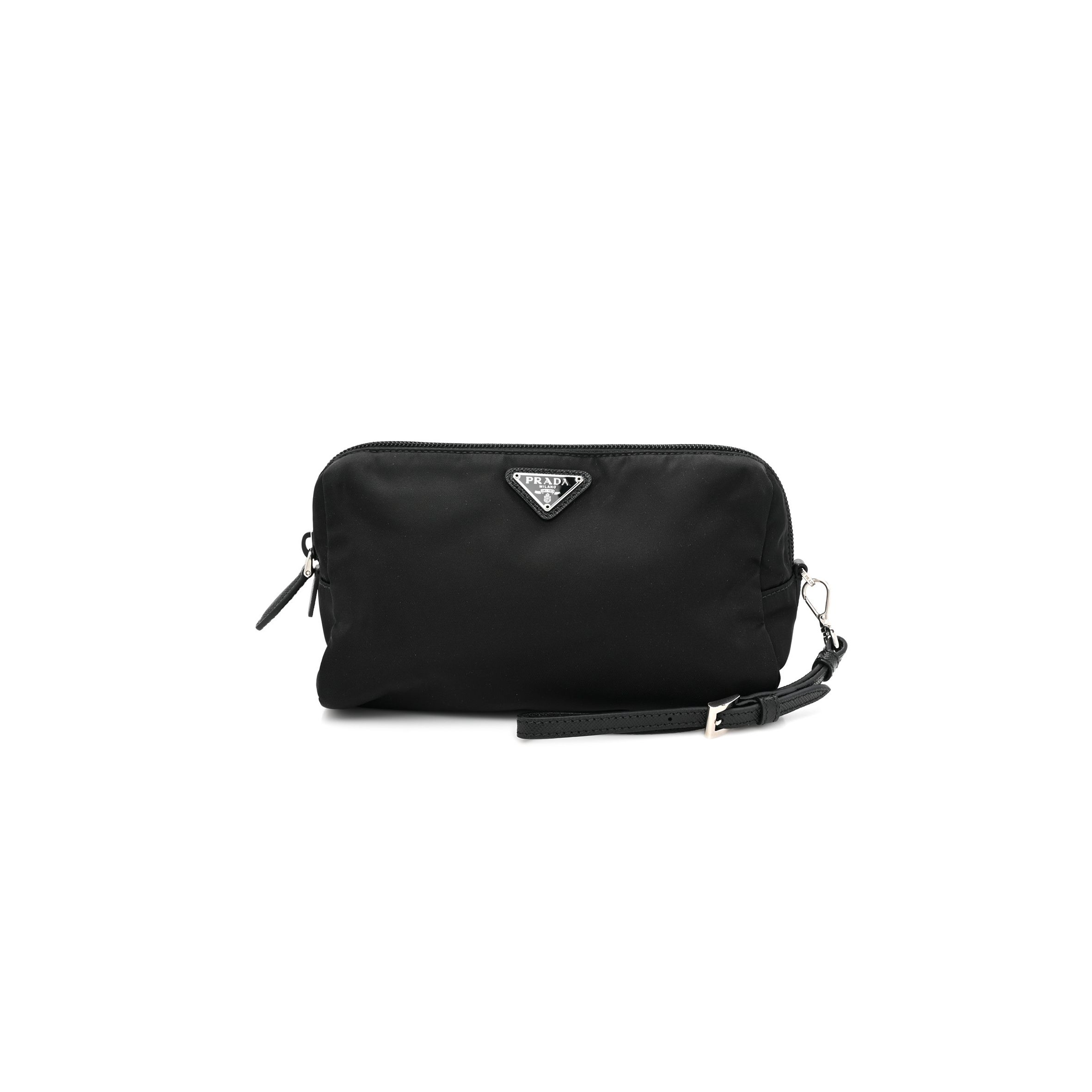 Pra*a tessuto nylon saffiano wristlet black (20*11*10cm)