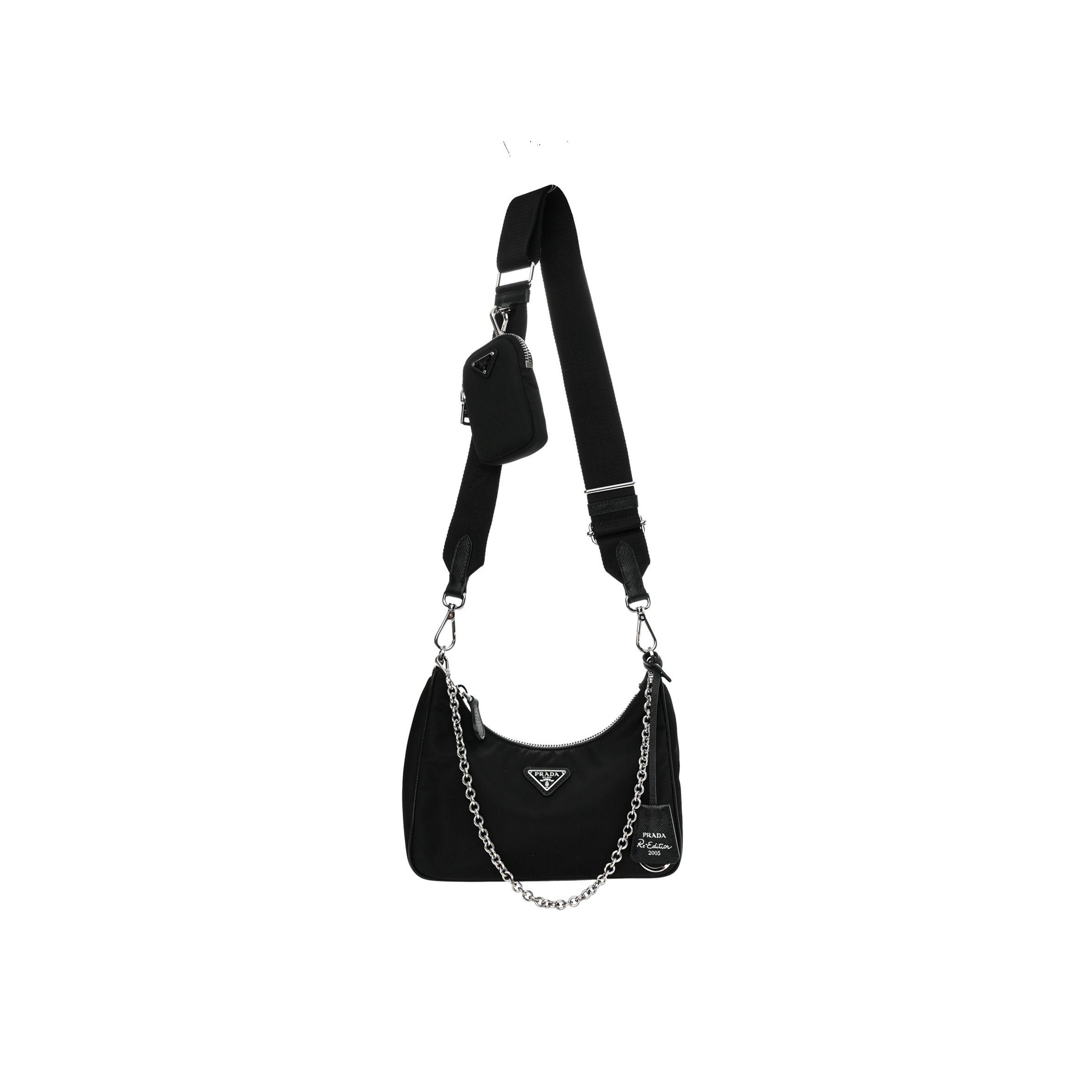 Pra*a nylon re-edition 2005 shoulder bag black (18*18*6cm)