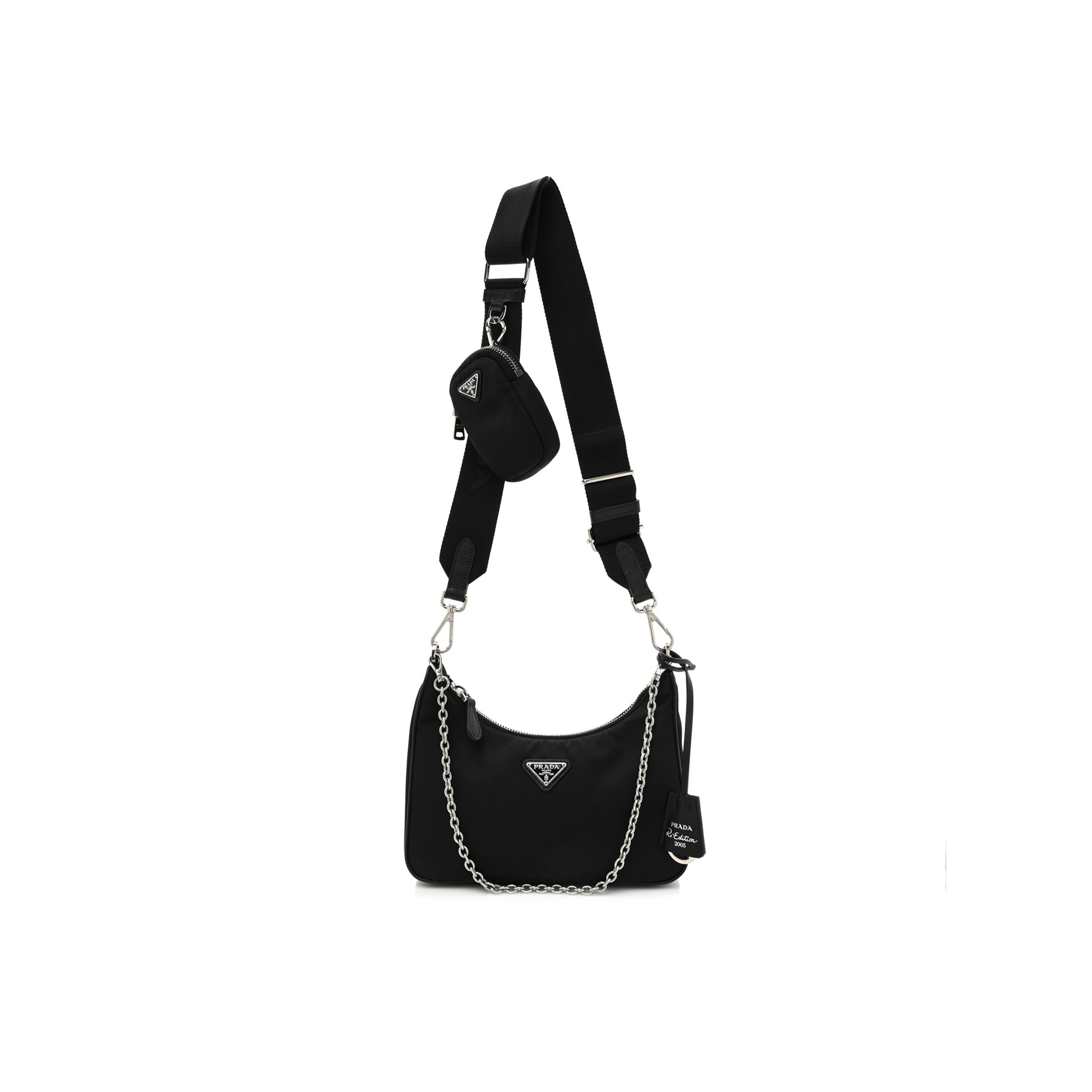 Pra*a nylon re-edition 2005 shoulder bag black (23*13*7cm)