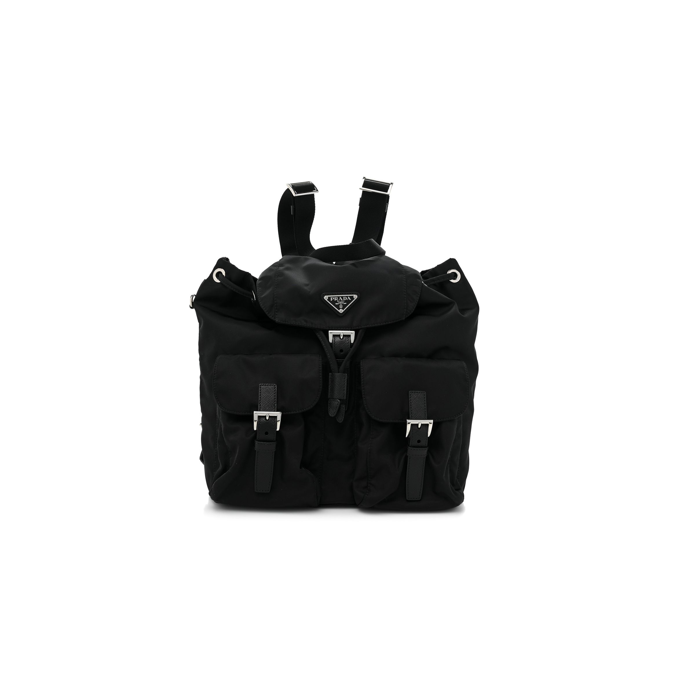Pra*a re-nylon tessuto saffiano medium backpack black (29*28*15cm)