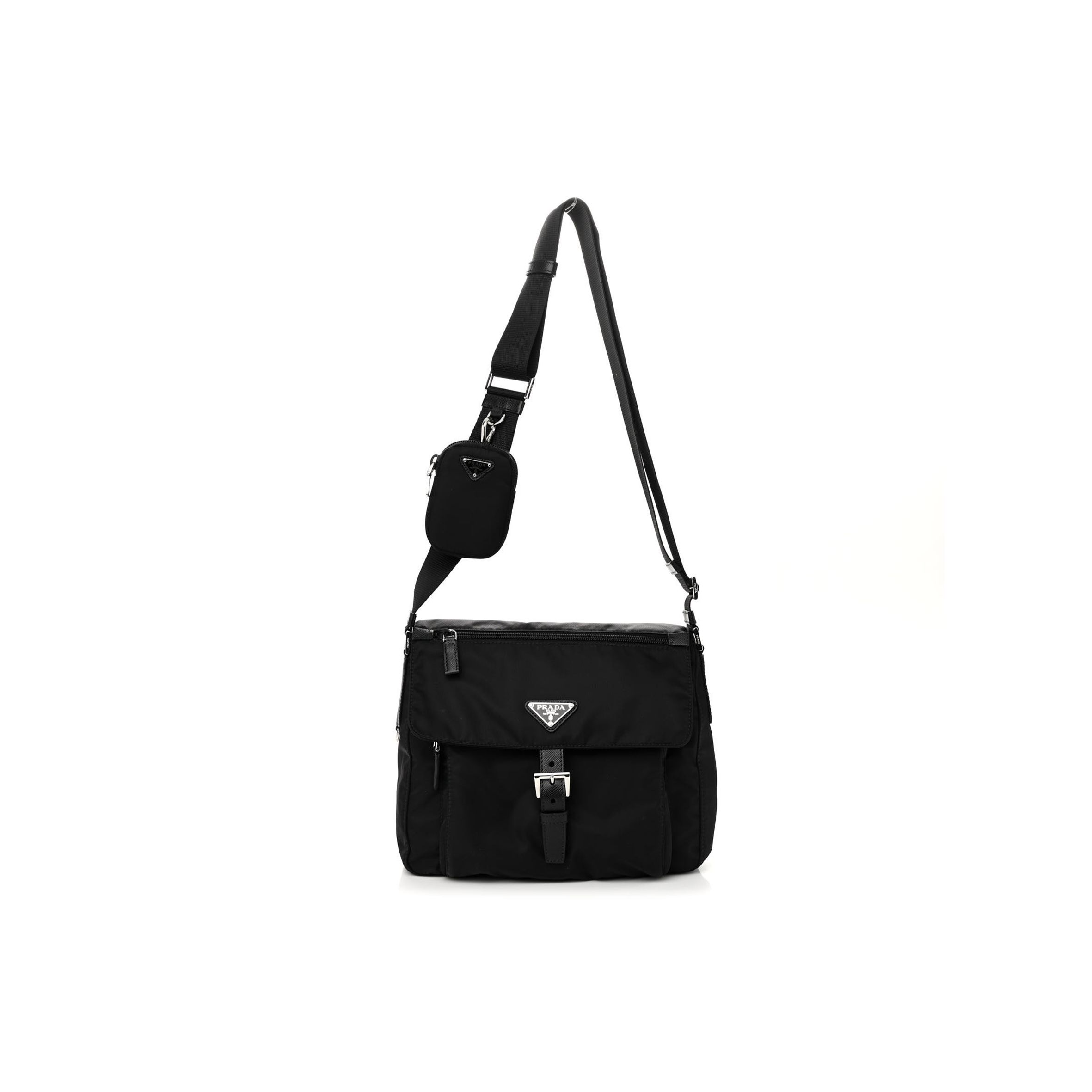 Pra*a tessuto nylon vela re-edition shoulder bag black (25*21*10cm)