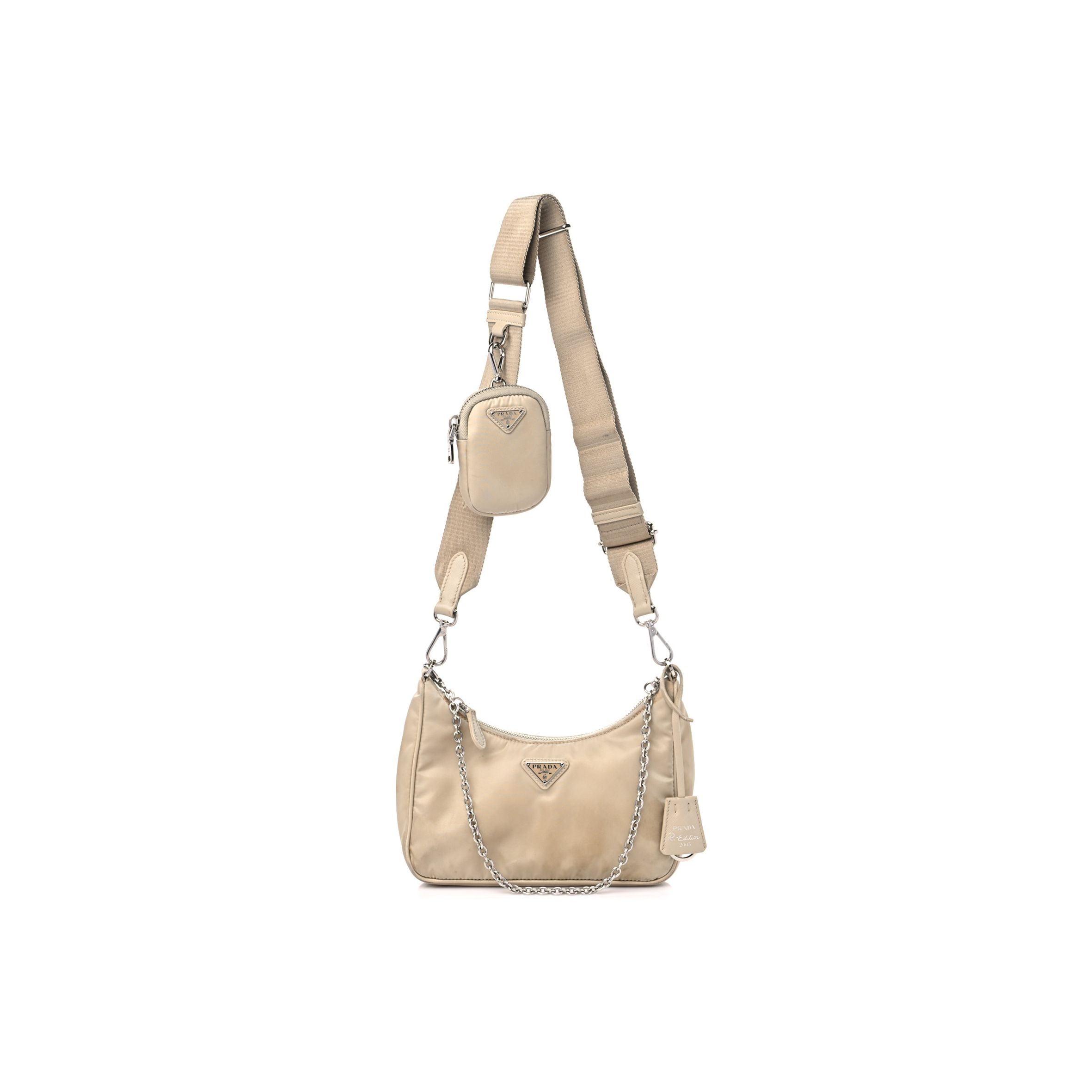 Pra*a nylon re-edition 2005 shoulder bag cammeo (22*13*6cm)