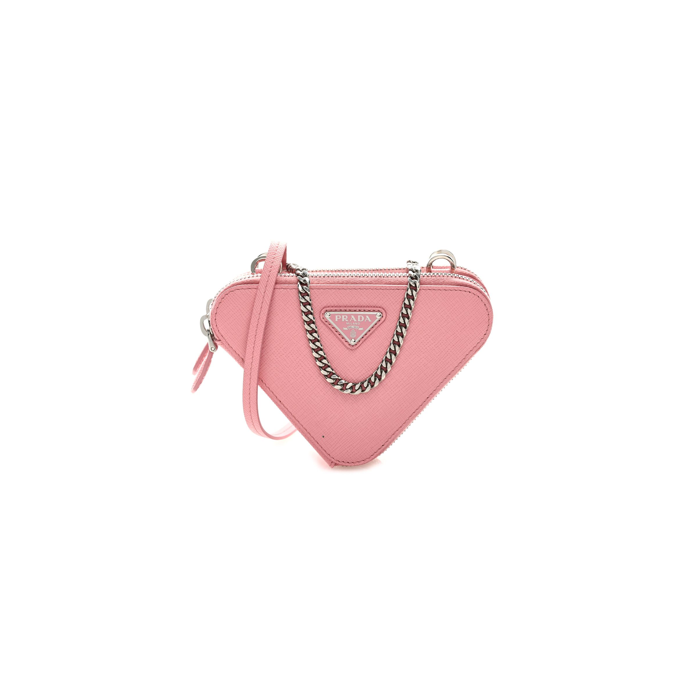 Pra*a saffiano mini crossbody pouch petal pink (15*10*4cm)
