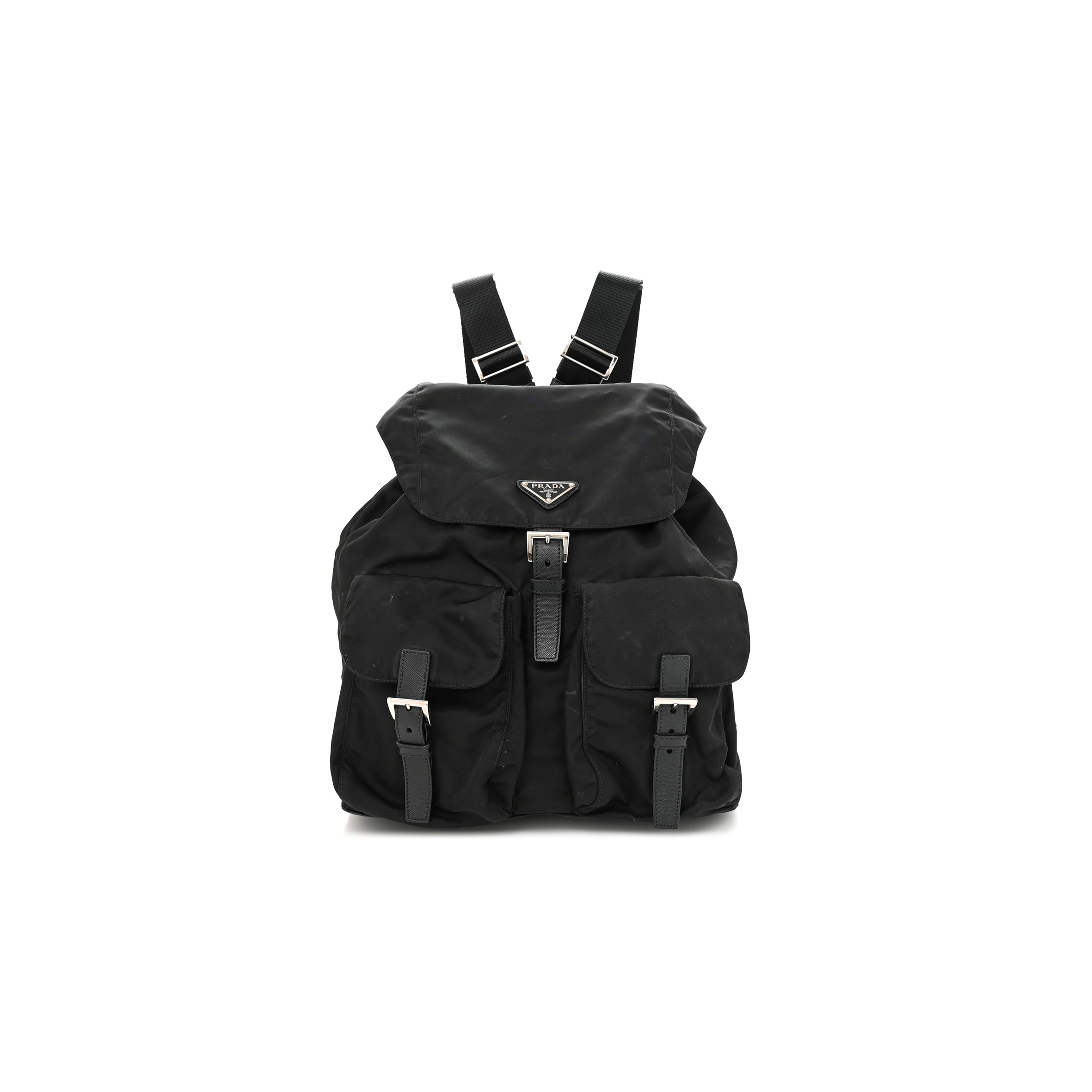 Pra*a tessuto nylon saffiano medium backpack black (30*29*15cm)