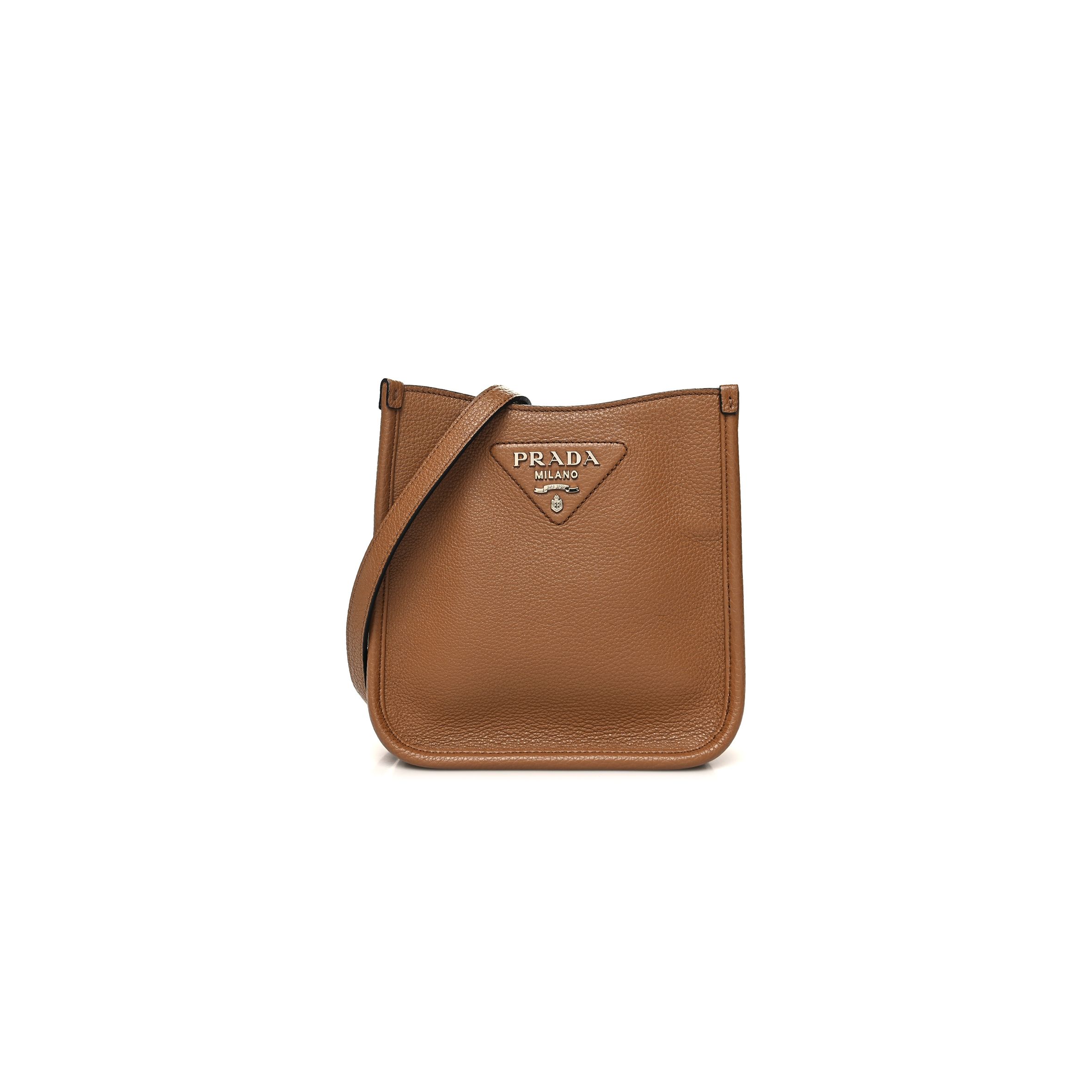 Pra*a vitello daino soft mini shoulder bag caramel (20*19*13cm)