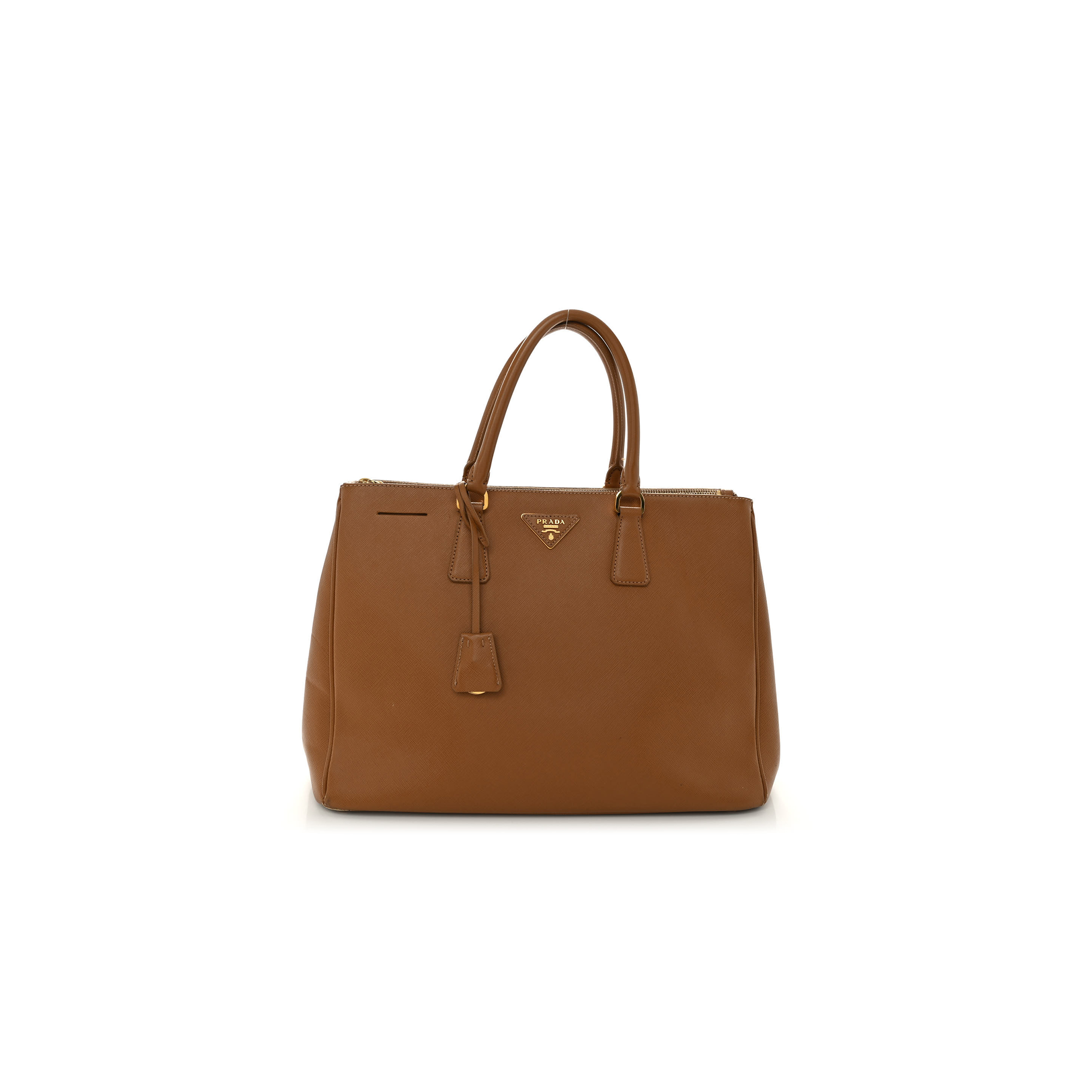 Pra*a saffiano large galleria double zip tote caramel (36*26*16cm)